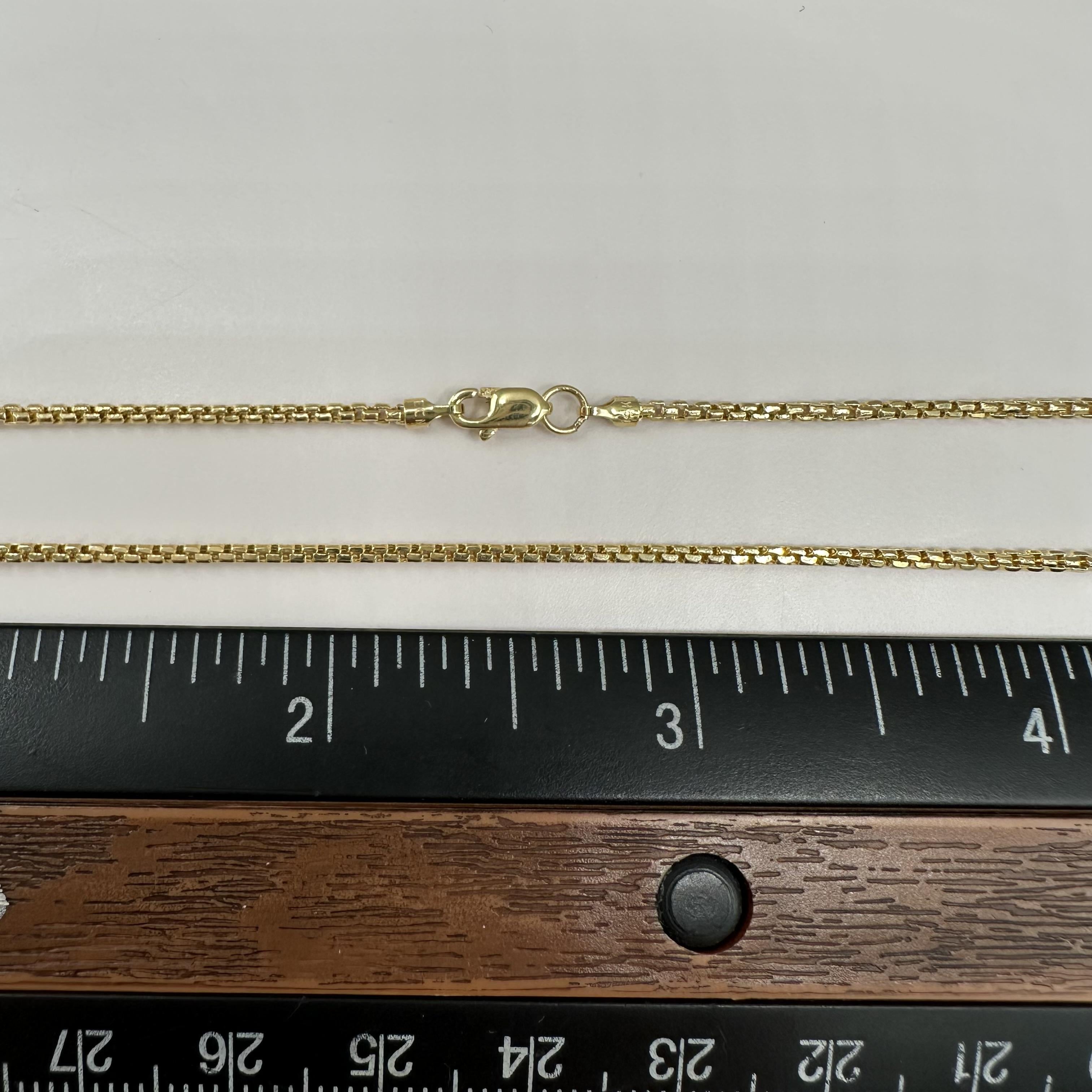 Rounded Box Chain Necklace 14kt Yellow Gold 18in 1.6mm Hollow New