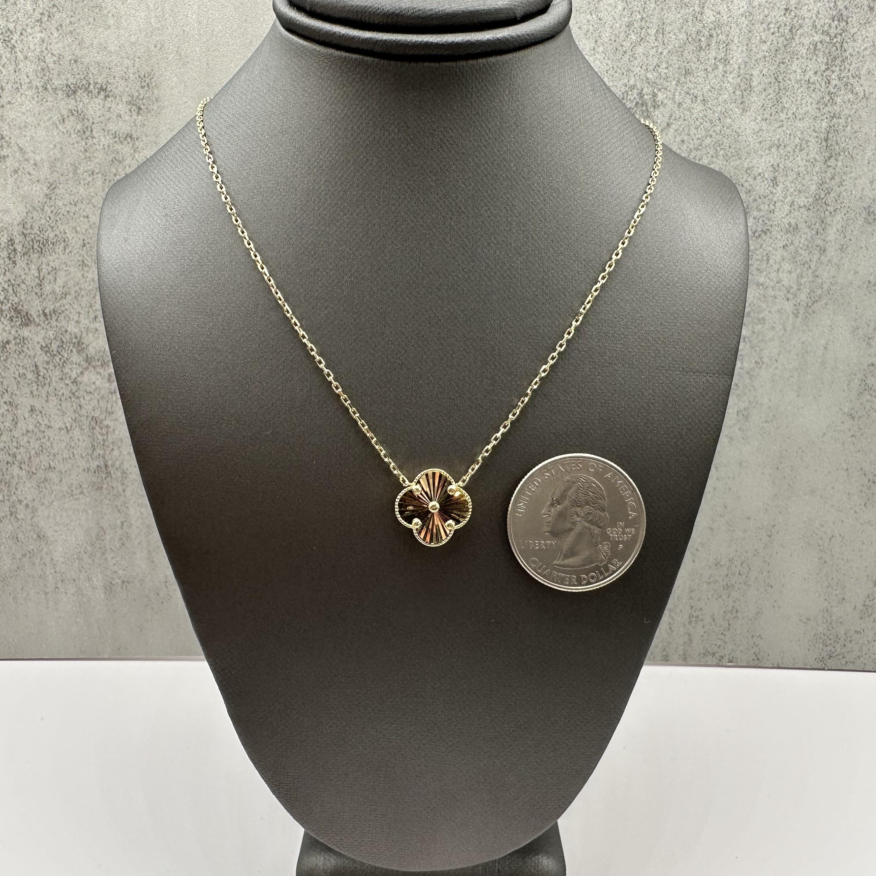 Clover Necklace 14kt Yellow Gold Adjustable 17 18in 3.8g New