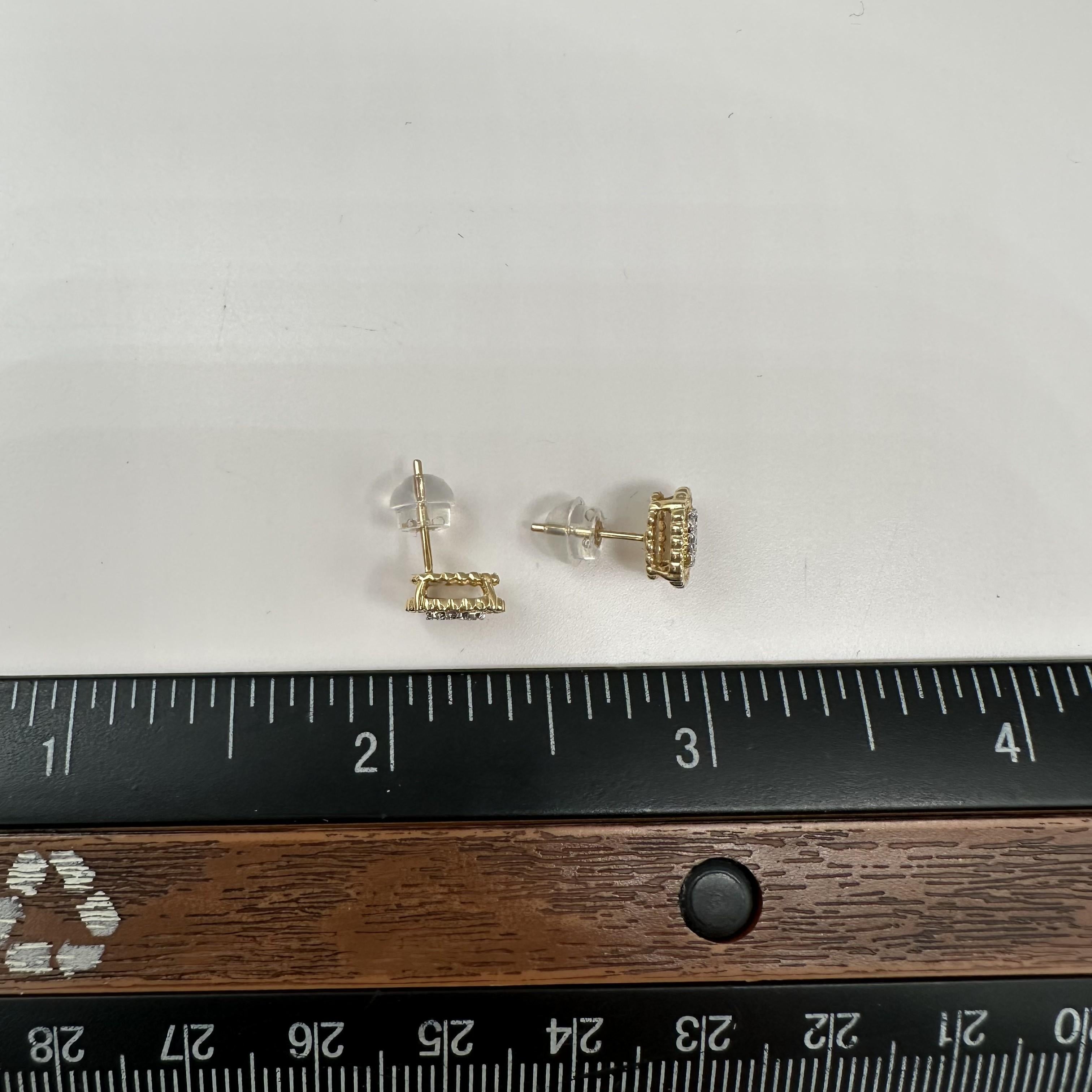 Diamond Earrings 10kt Yellow Gold 0.20ctw GH SI Silicone Backs New