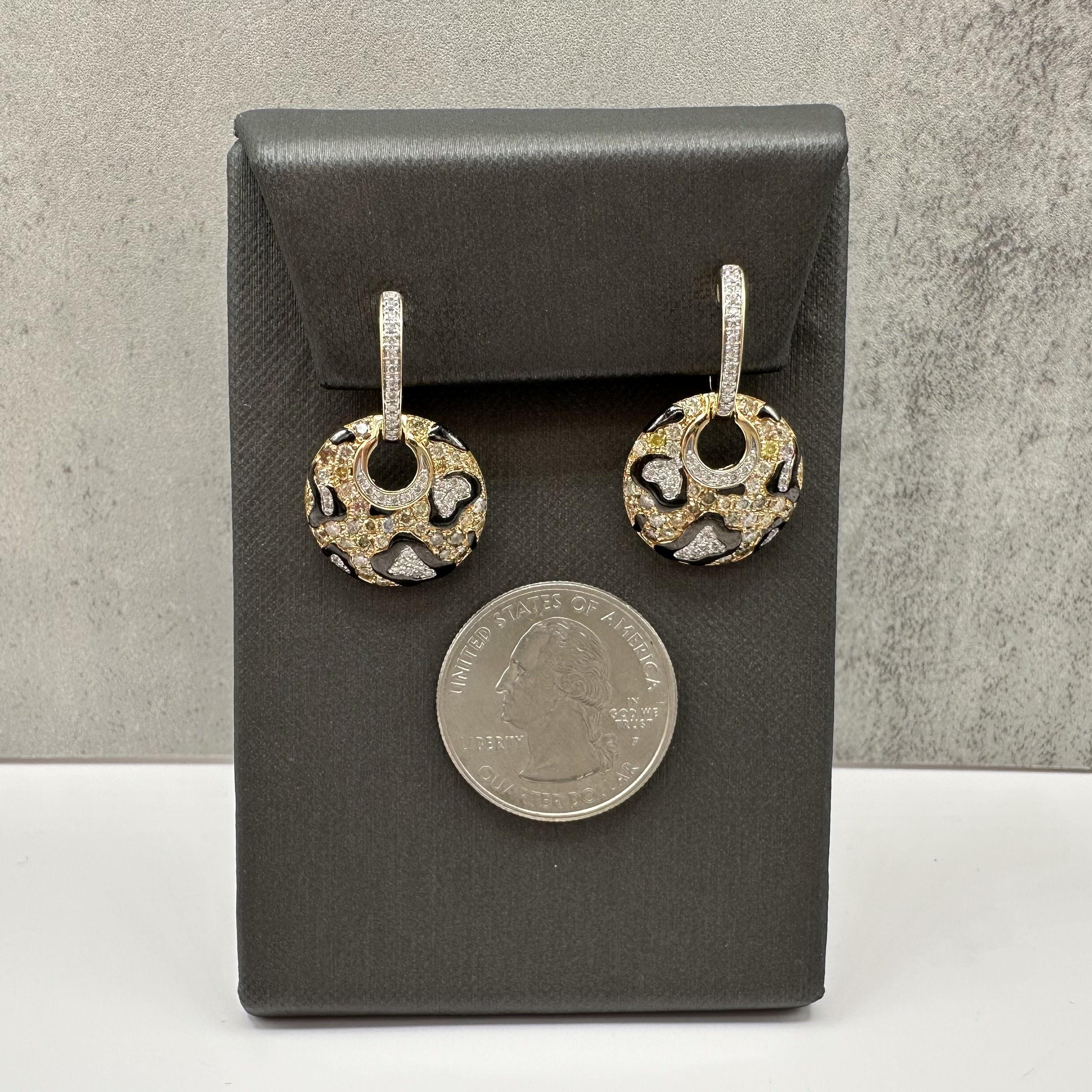 14k Yellow Gold Diamond Dangle Earrings 1.0CT