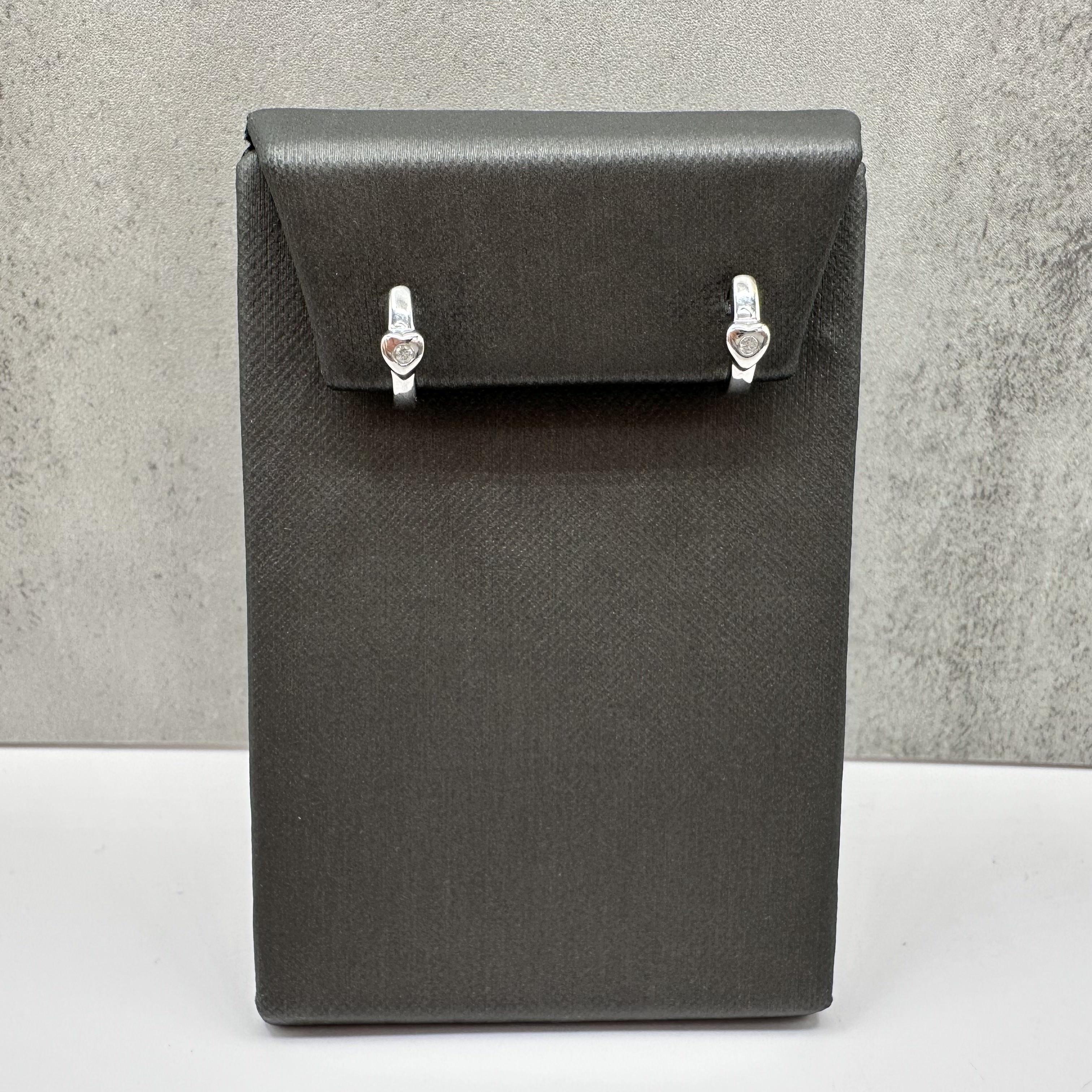 Diamond Huggie Earrings 14kt White Gold 0.02ctw GH I1 12.65mm Estate