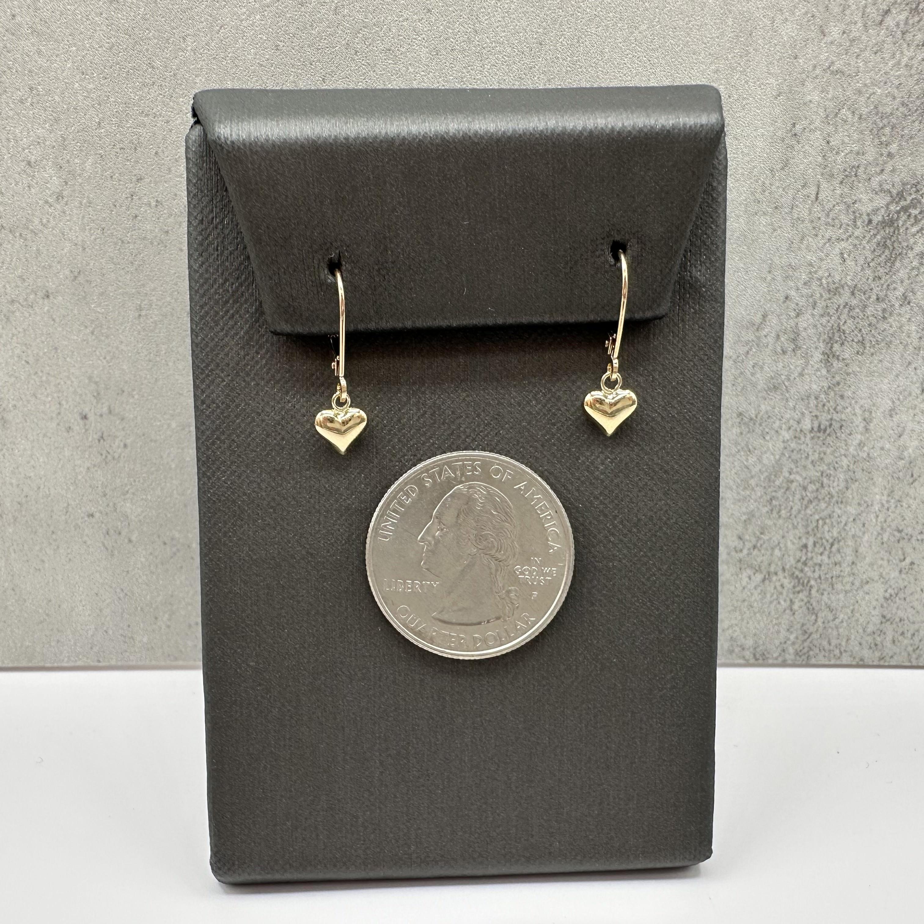 Heart Dangle Earrings 10kt Yellow Gold Lever Backs Hollow Pre Loved