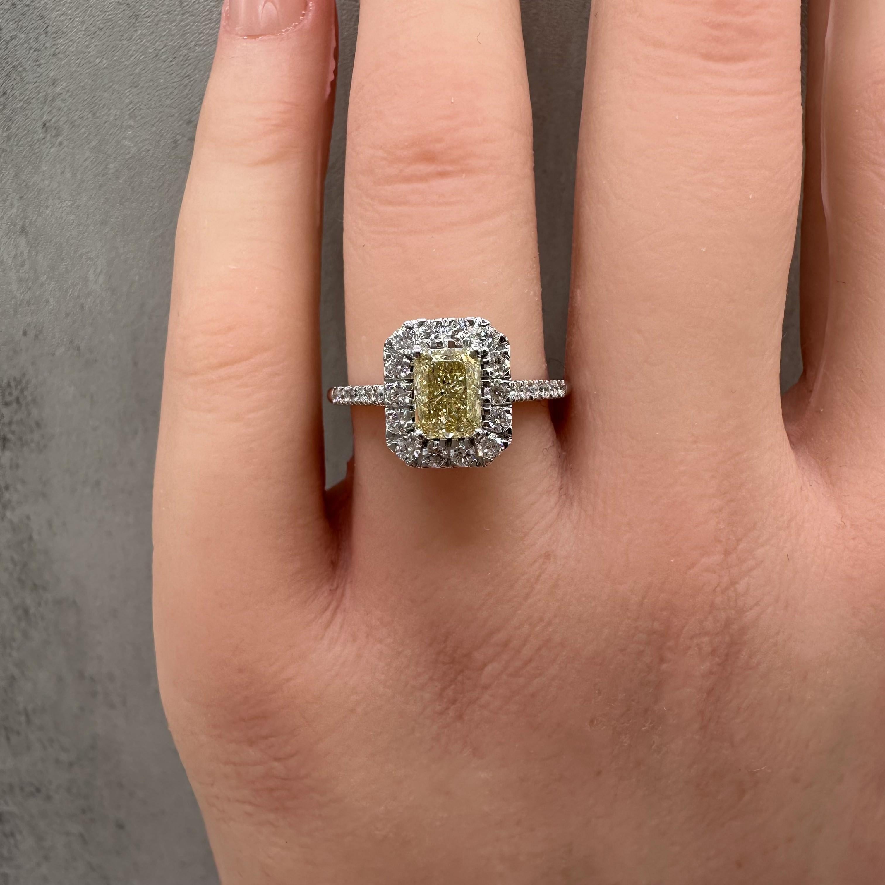 Natural Yellow Diamond Cocktail Ring 14kt White Gold 1.31ctw VS Size 6.5