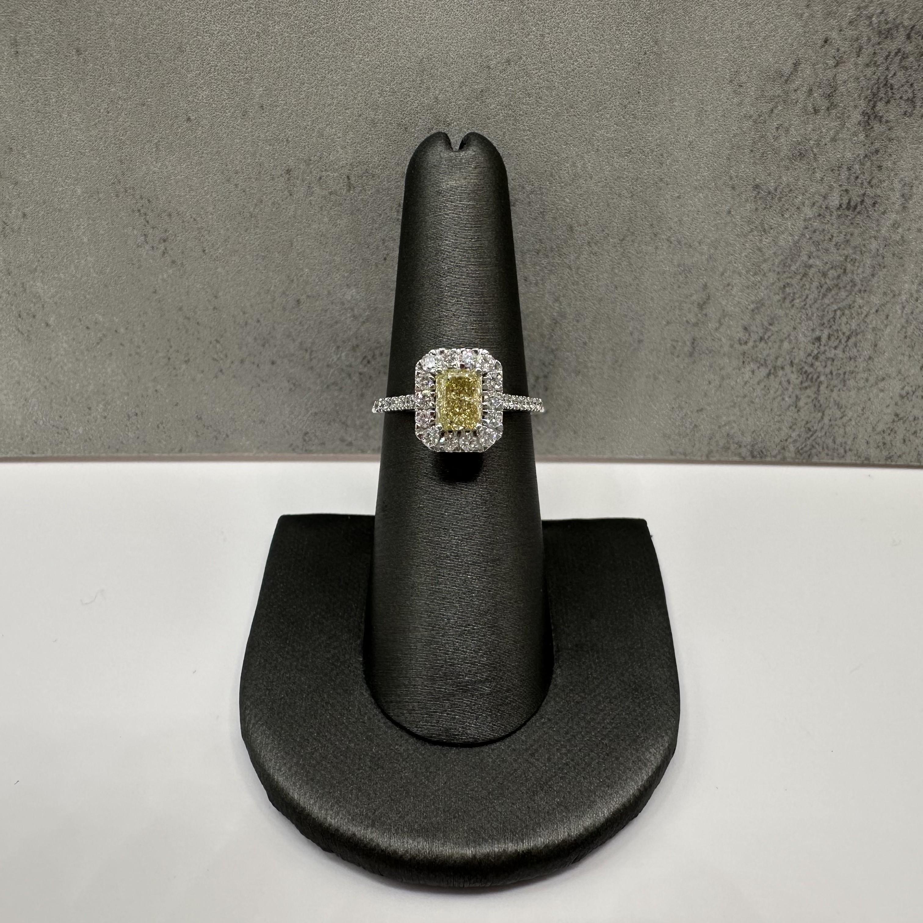 Natural Yellow Diamond Cocktail Ring 14kt White Gold 1.31ctw VS Size 6.5
