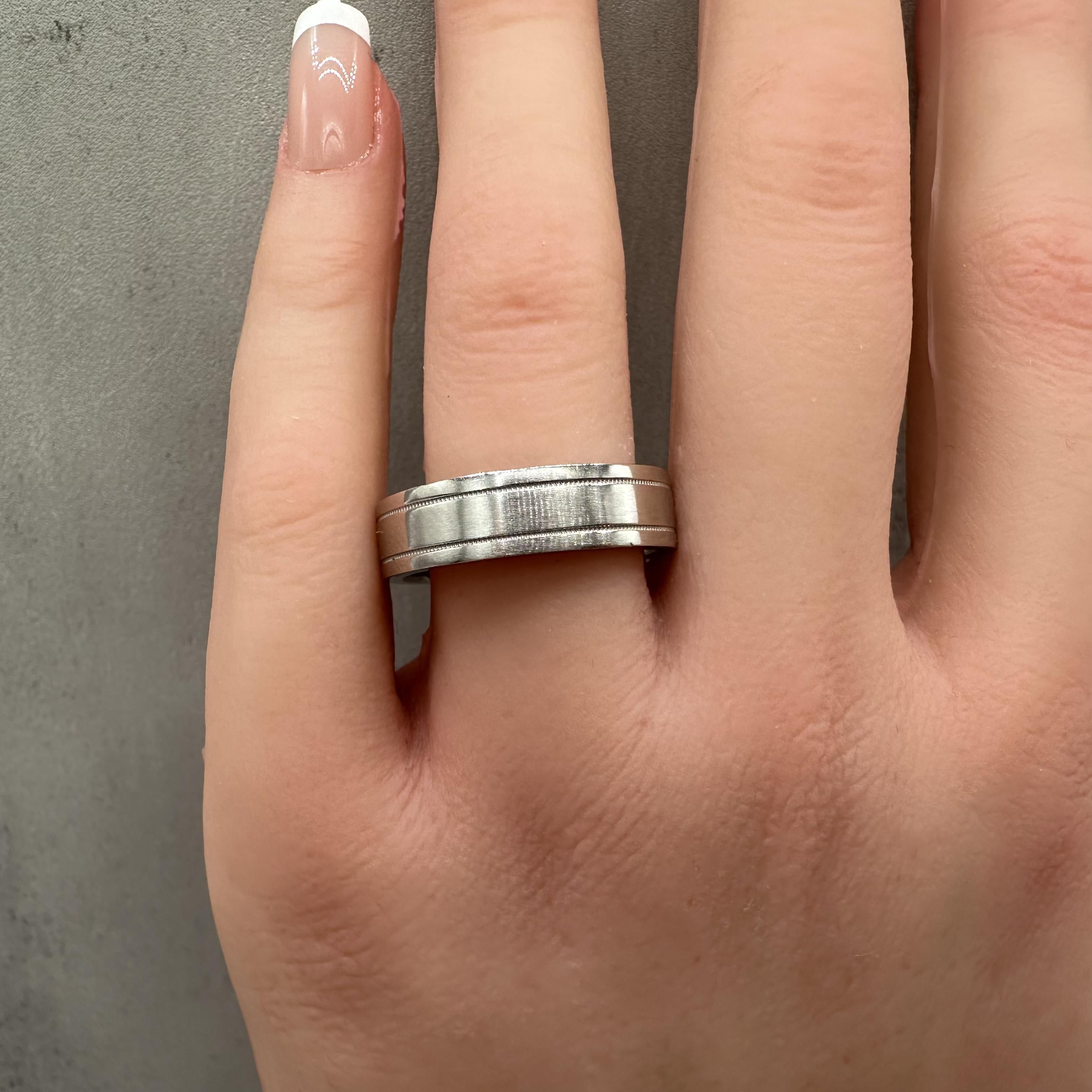 Designer Tiffany Together Platinum Double Milgrain Ring Size 10.25
