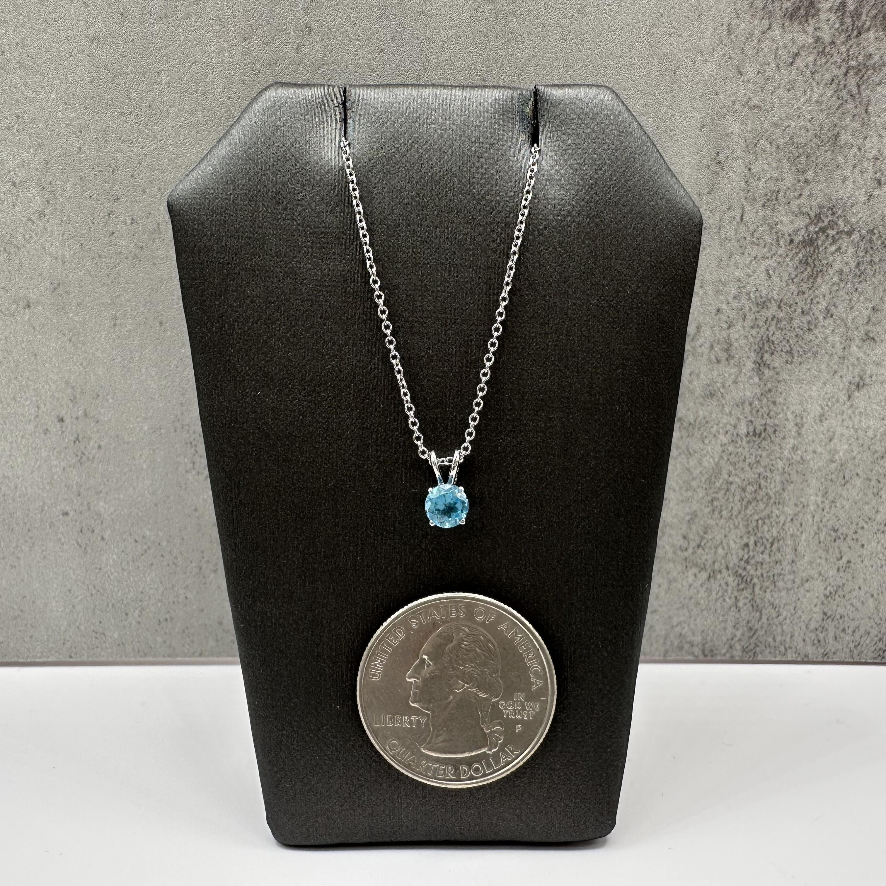 Designer Effy Blue Topaz Pendant Necklace 14kt White Gold 0.62ct NWT