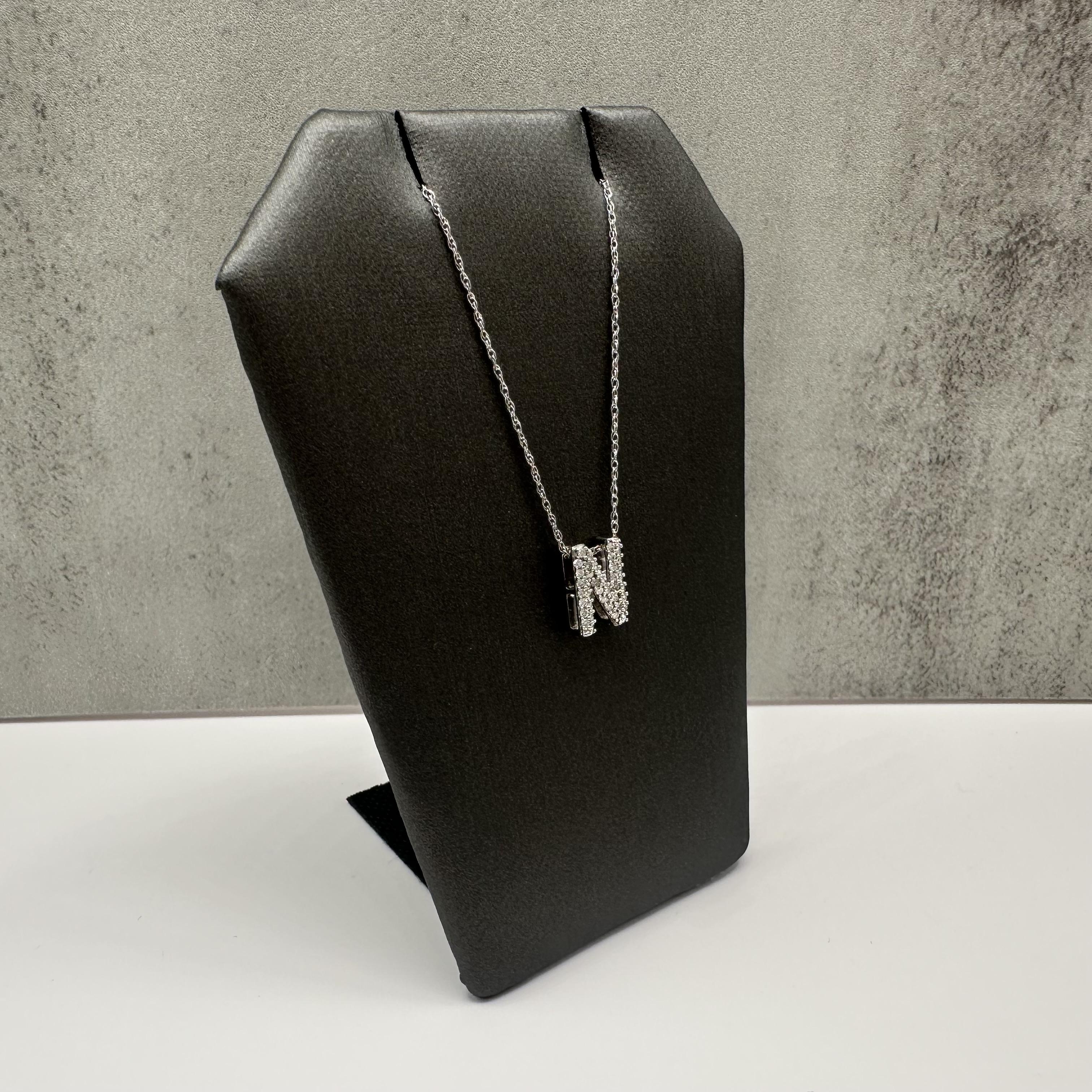 Diamond N Initial Necklace 10kt White Gold 0.15ctw GH VS SI New