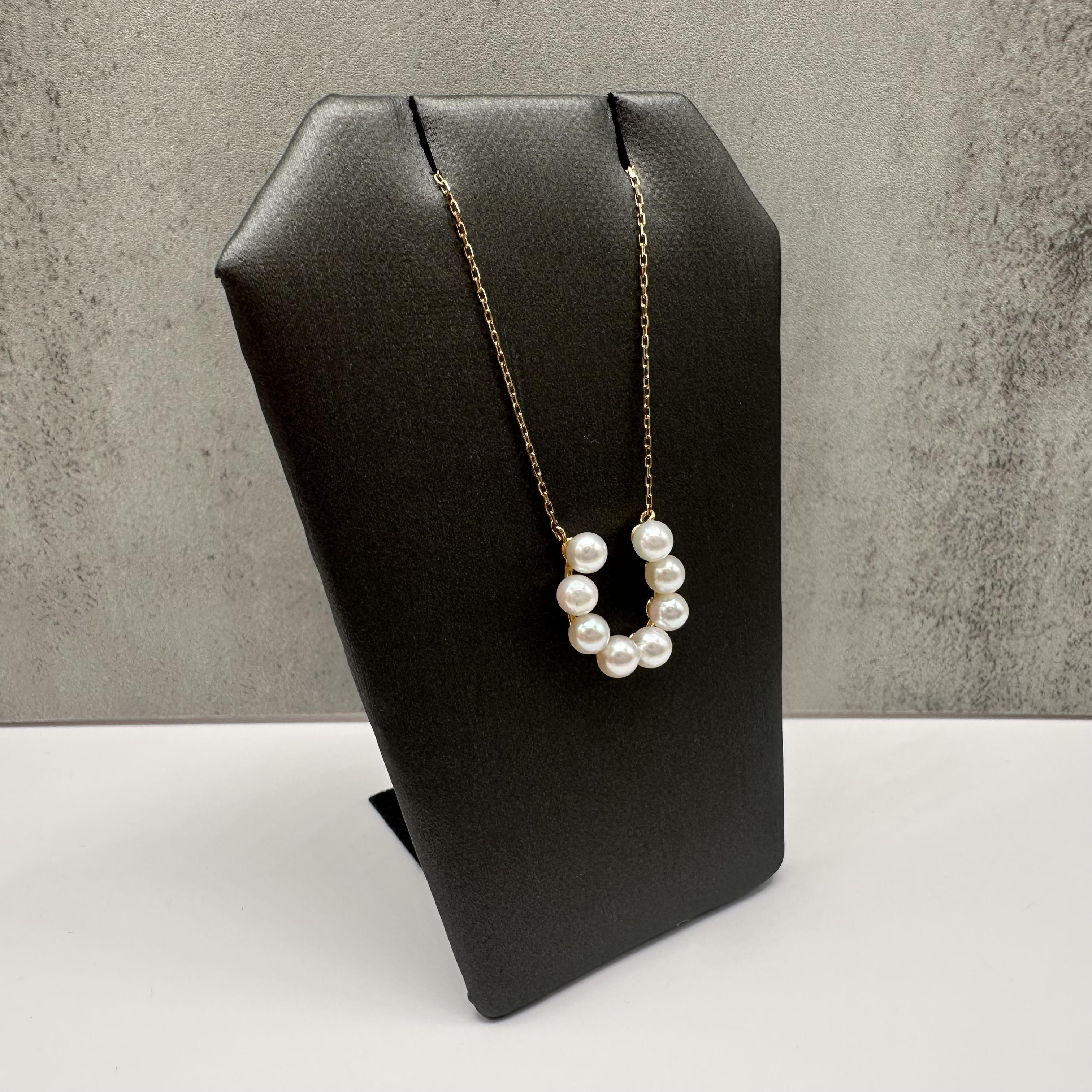 Pearl Horseshoe Necklace 18kt Yellow Gold 16in New