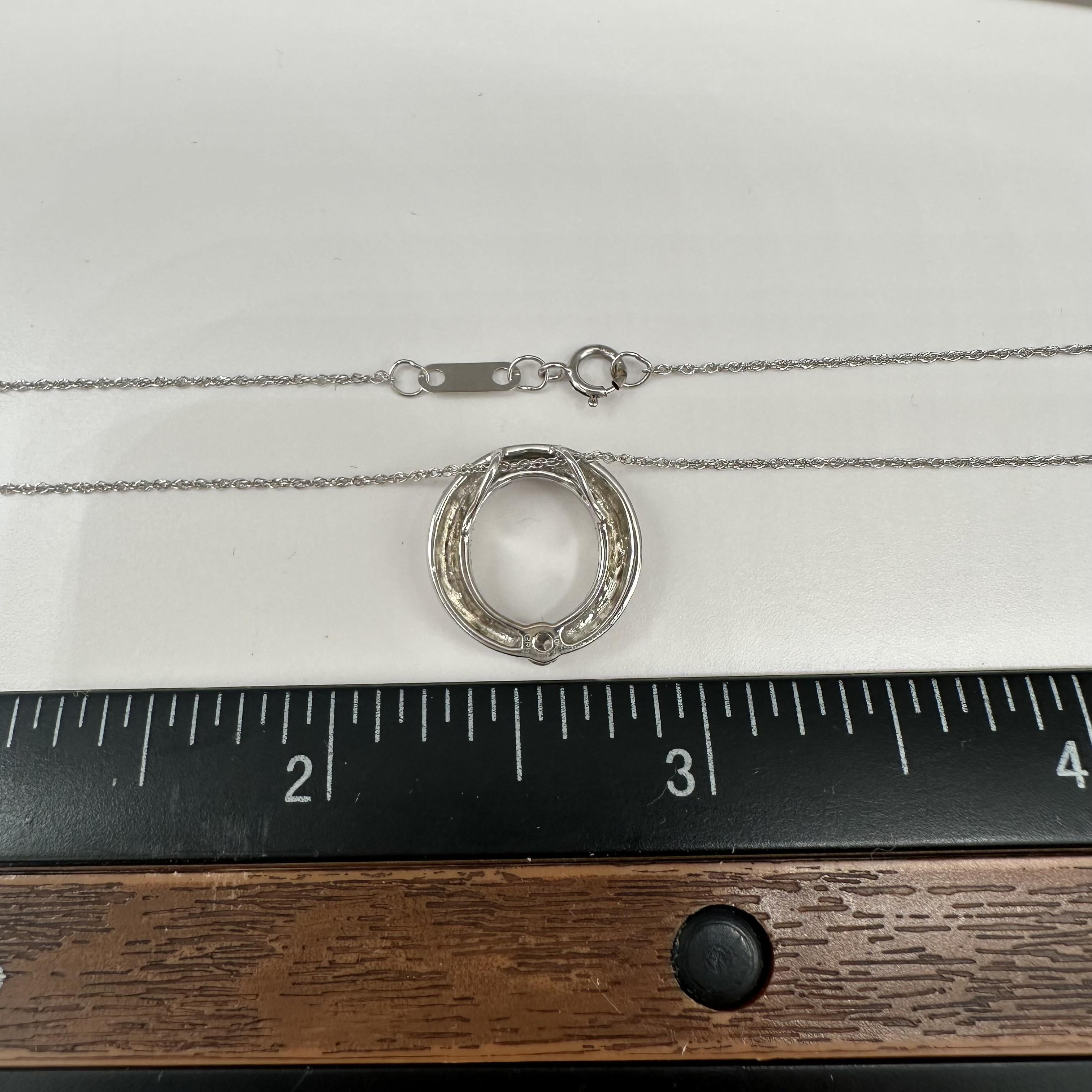 Diamond Circle Necklace 10kt White Gold 0.08ctw Estate 18in