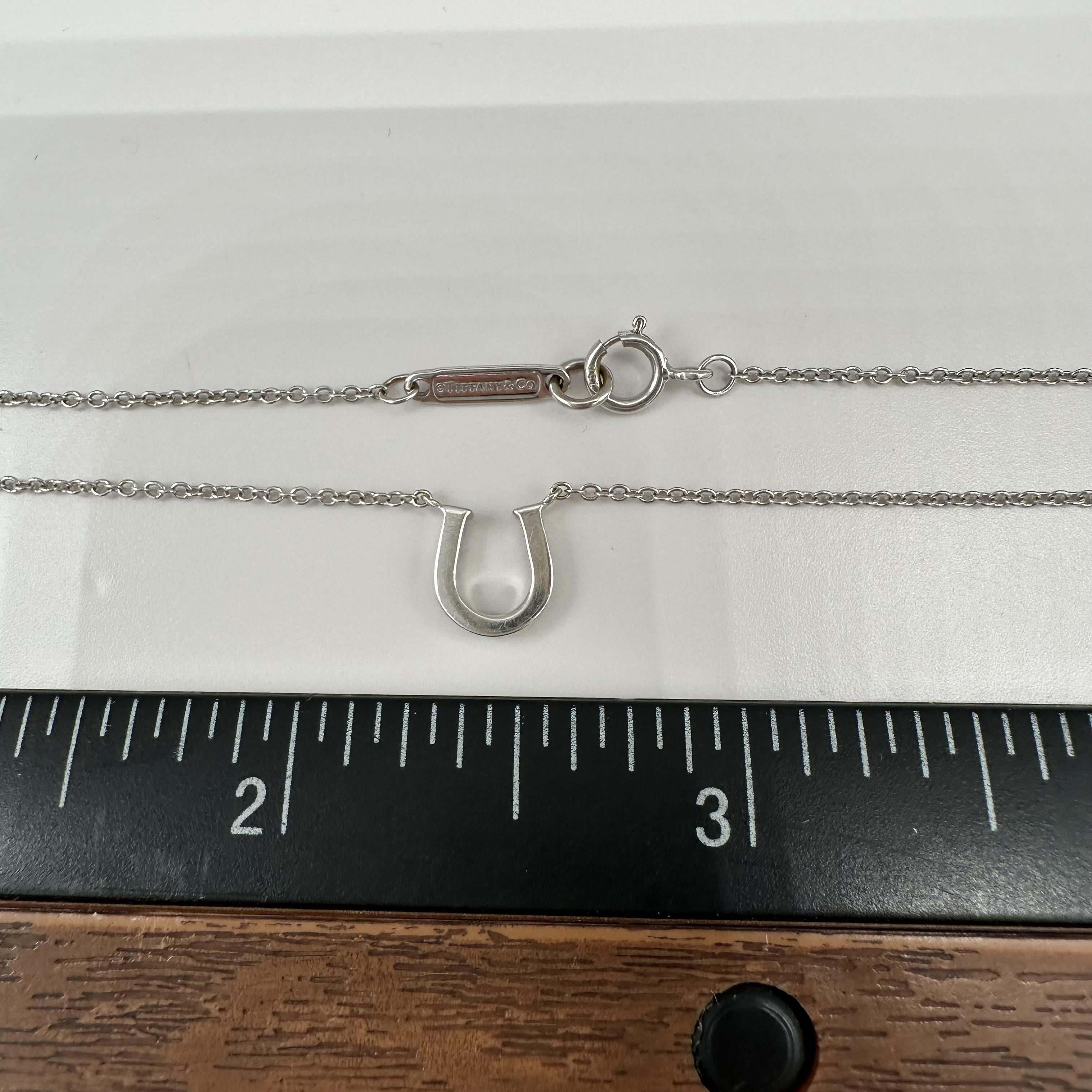 Designer Tiffany Diamond Mini Horseshoe Necklace 18kt White Gold 0.08ctw