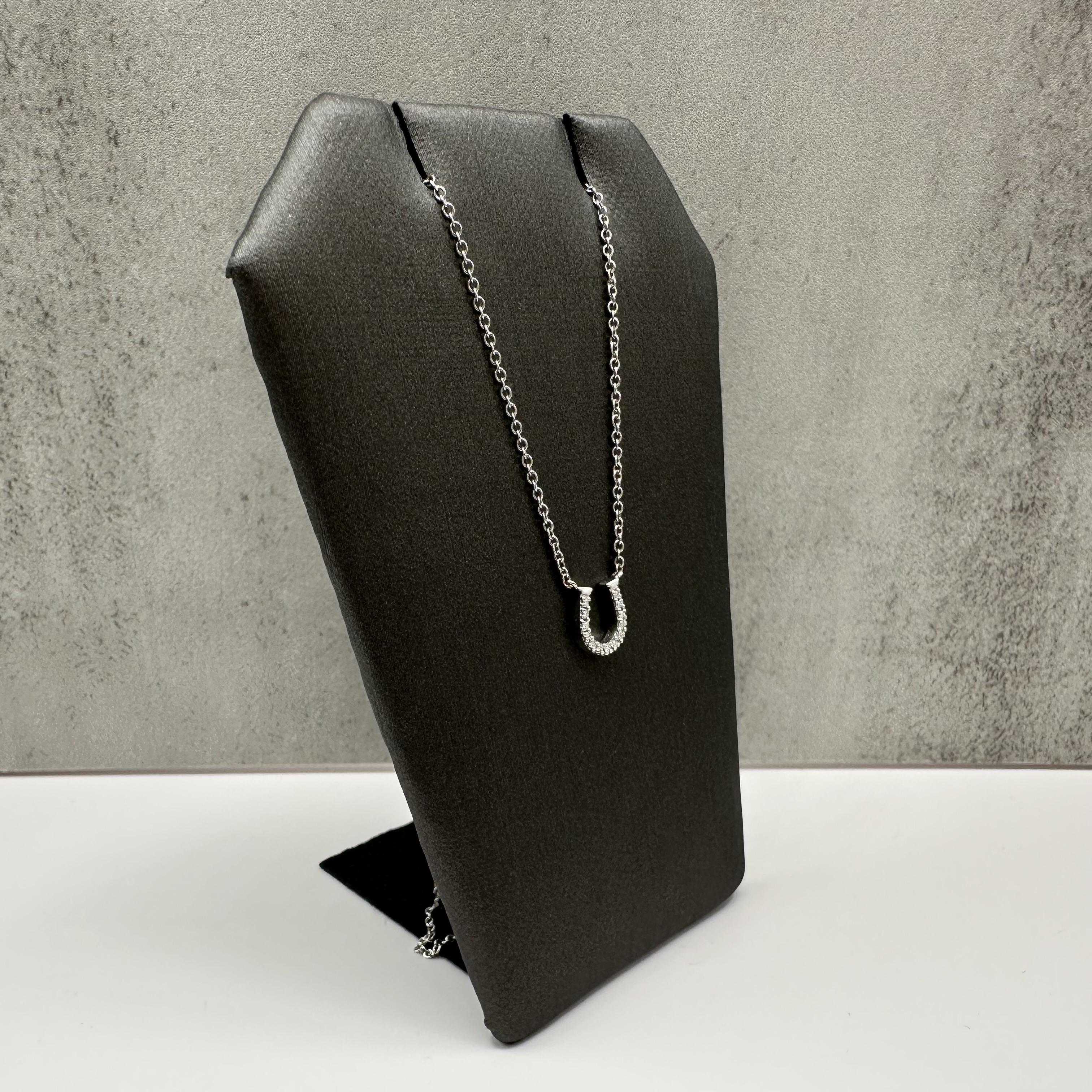 Designer Tiffany Diamond Mini Horseshoe Necklace 18kt White Gold 0.08ctw