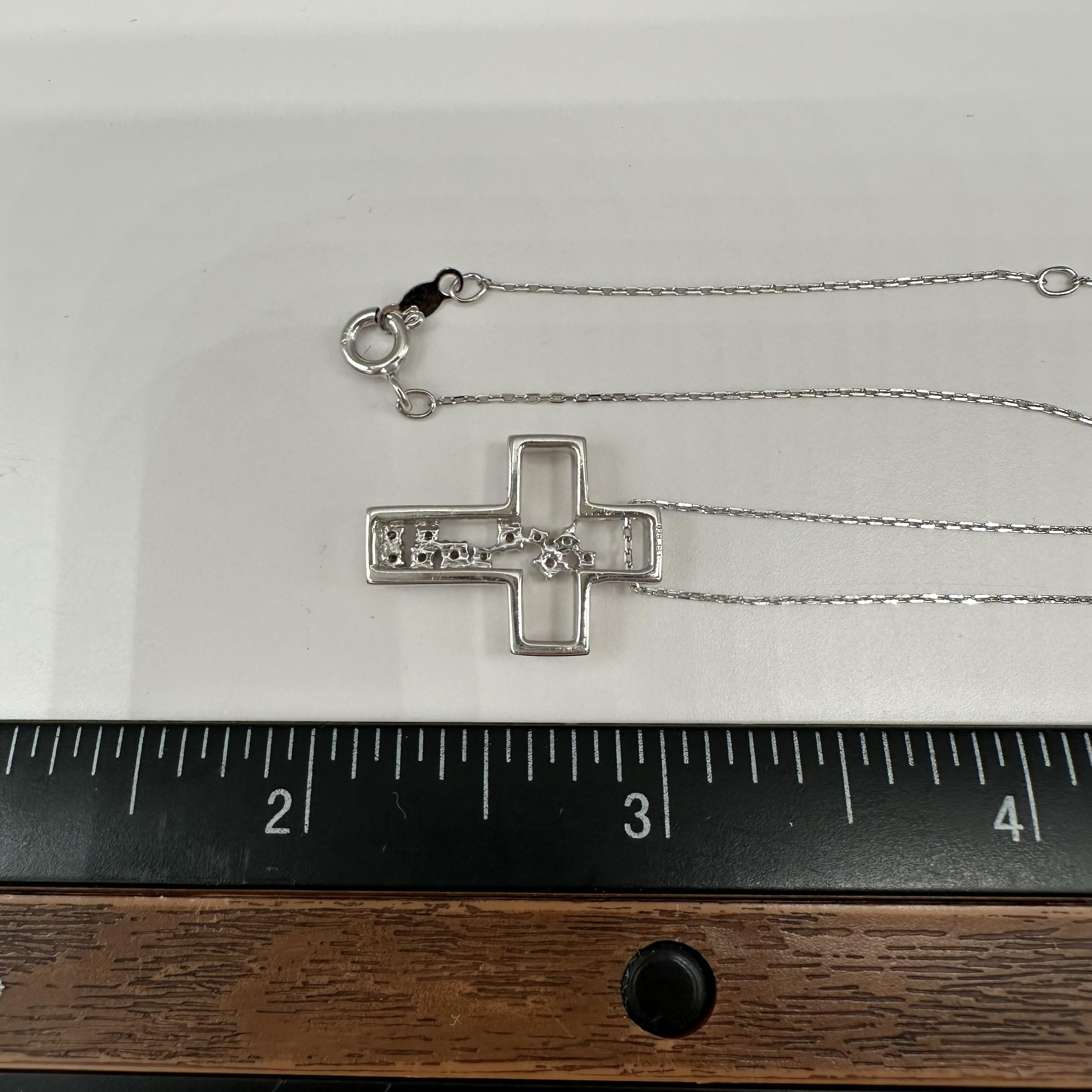 Scattered Diamond Cross Necklace Sterling Silver 0.16ctw GH 16 18in New