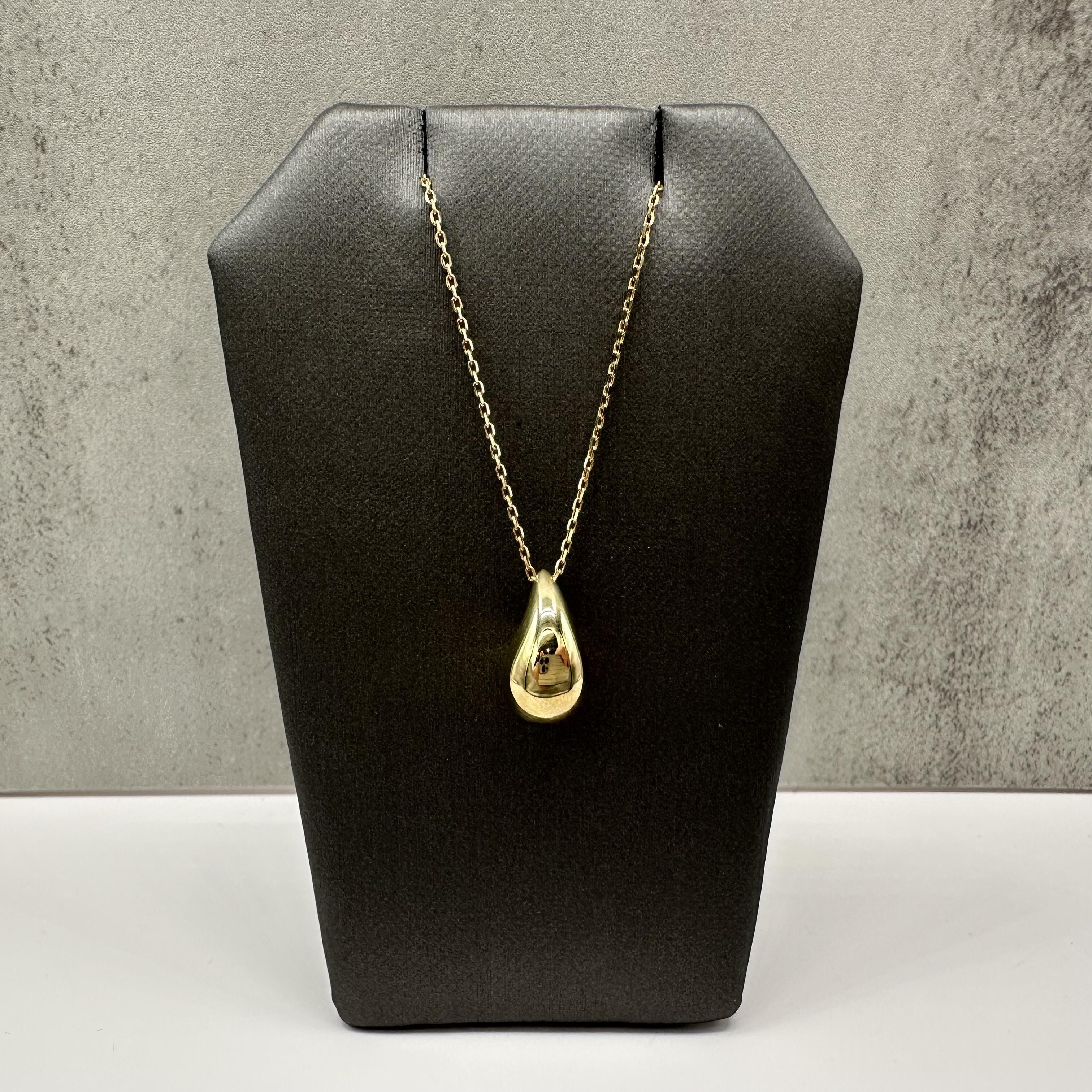 Teardrop Necklace 10kt Yellow Gold 18in Hollow New