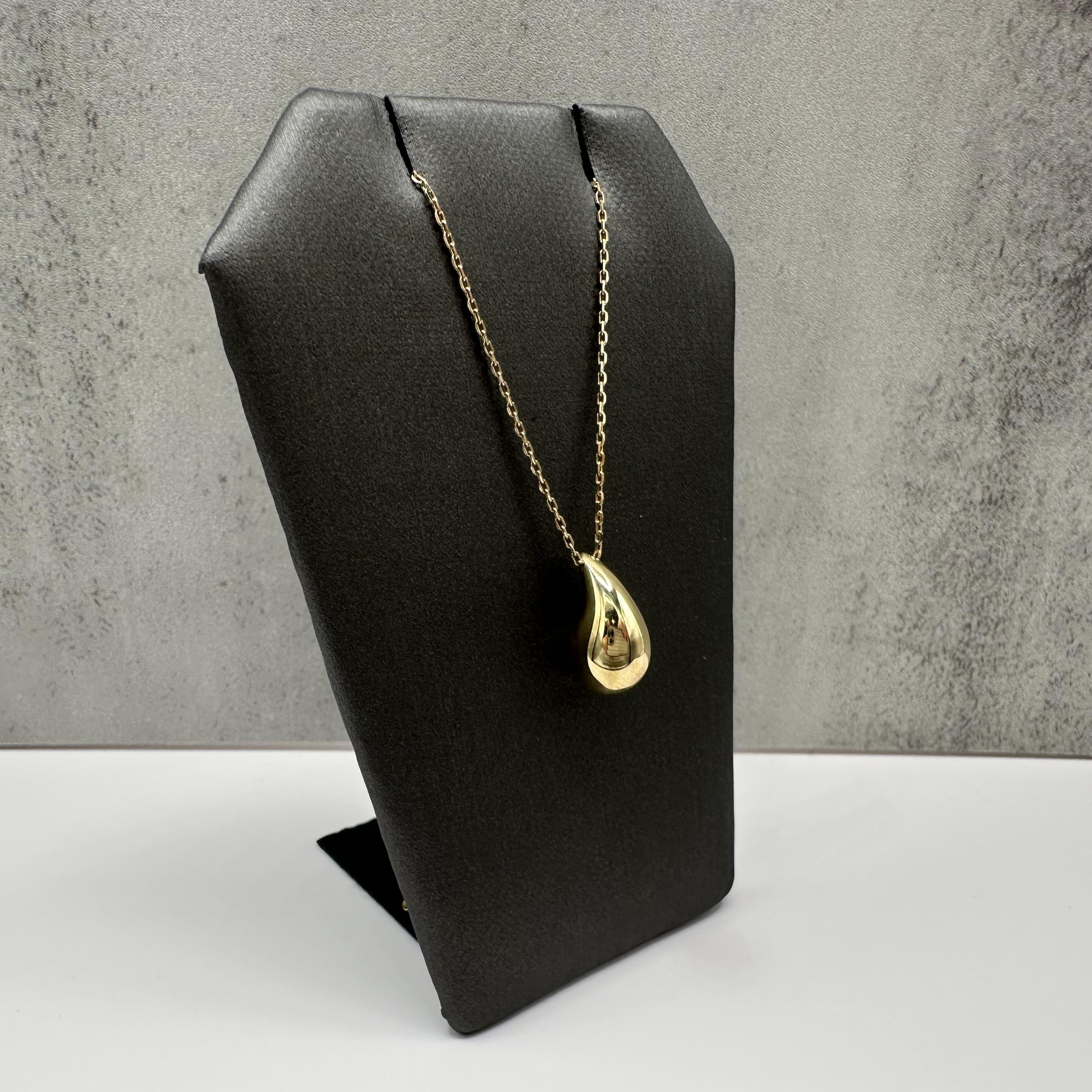 Teardrop Necklace 10kt Yellow Gold 18in Hollow New