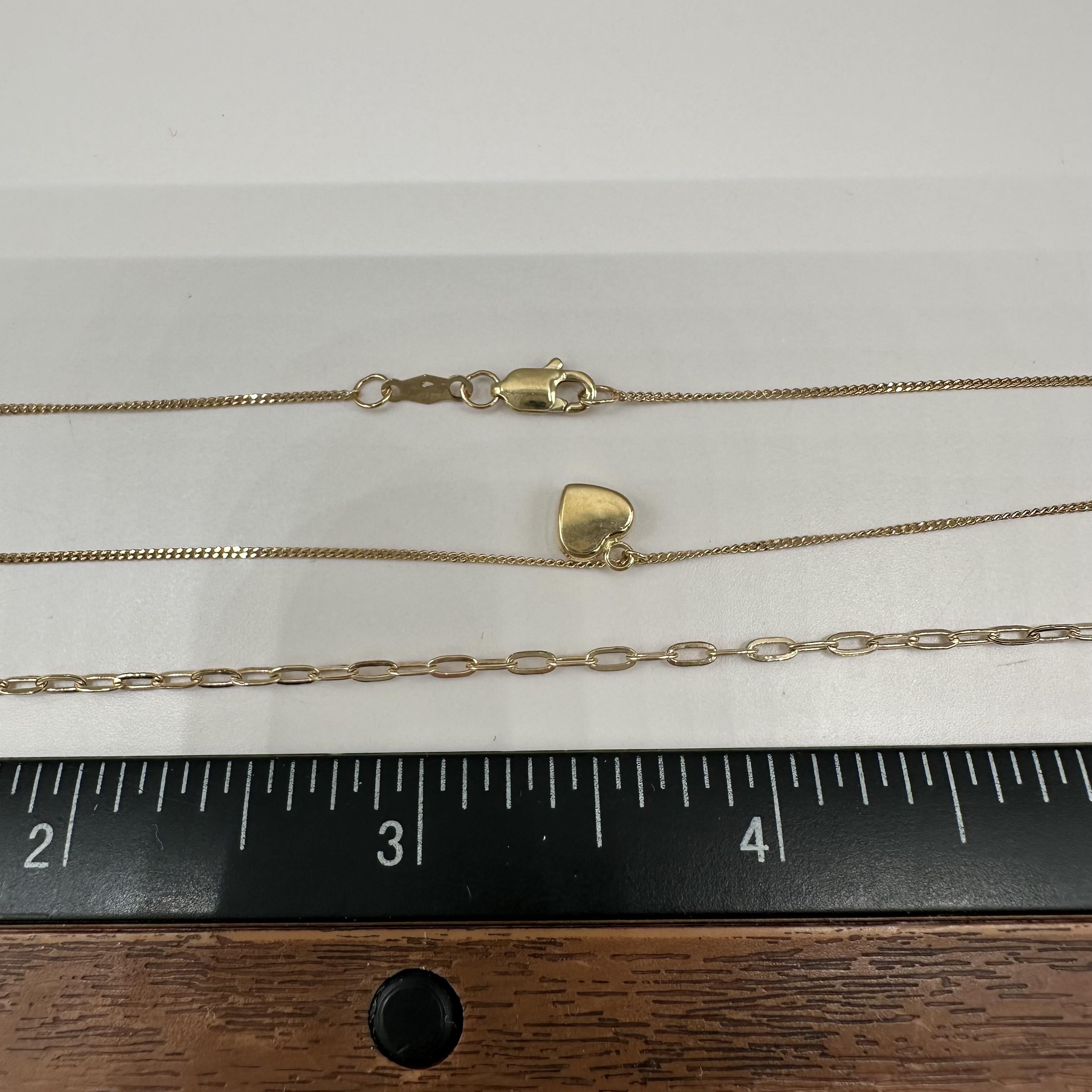 Two Layer Heart Necklace 10kt Yellow Gold Paperclip Chain New