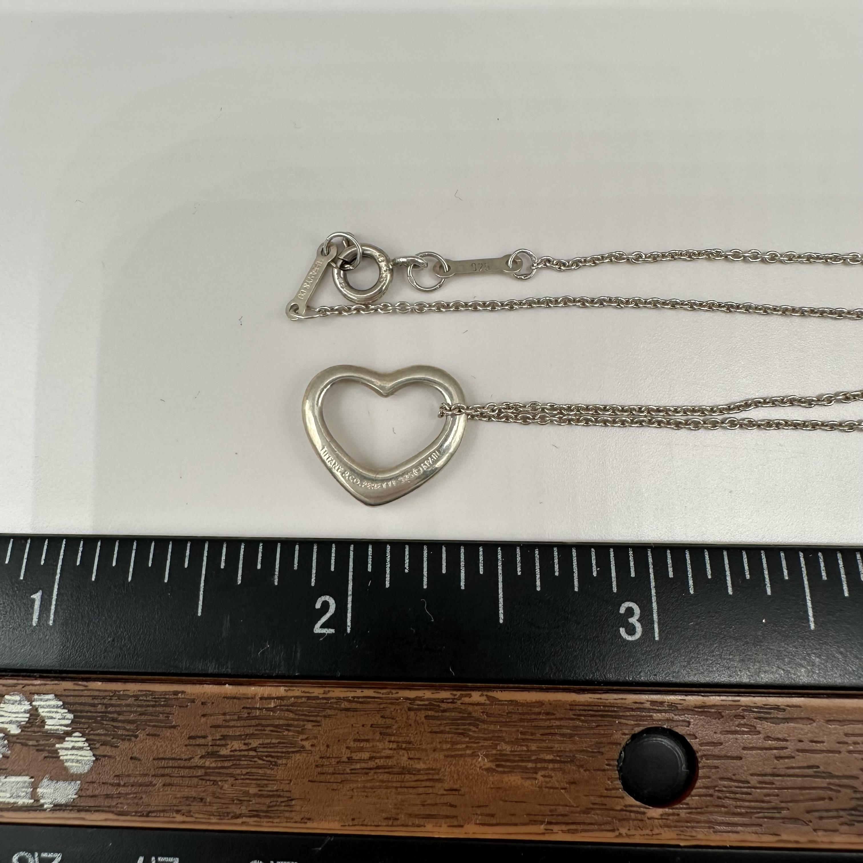 Designer Tiffany Co Peretti Heart Pendant Necklace Sterling Silver Estate