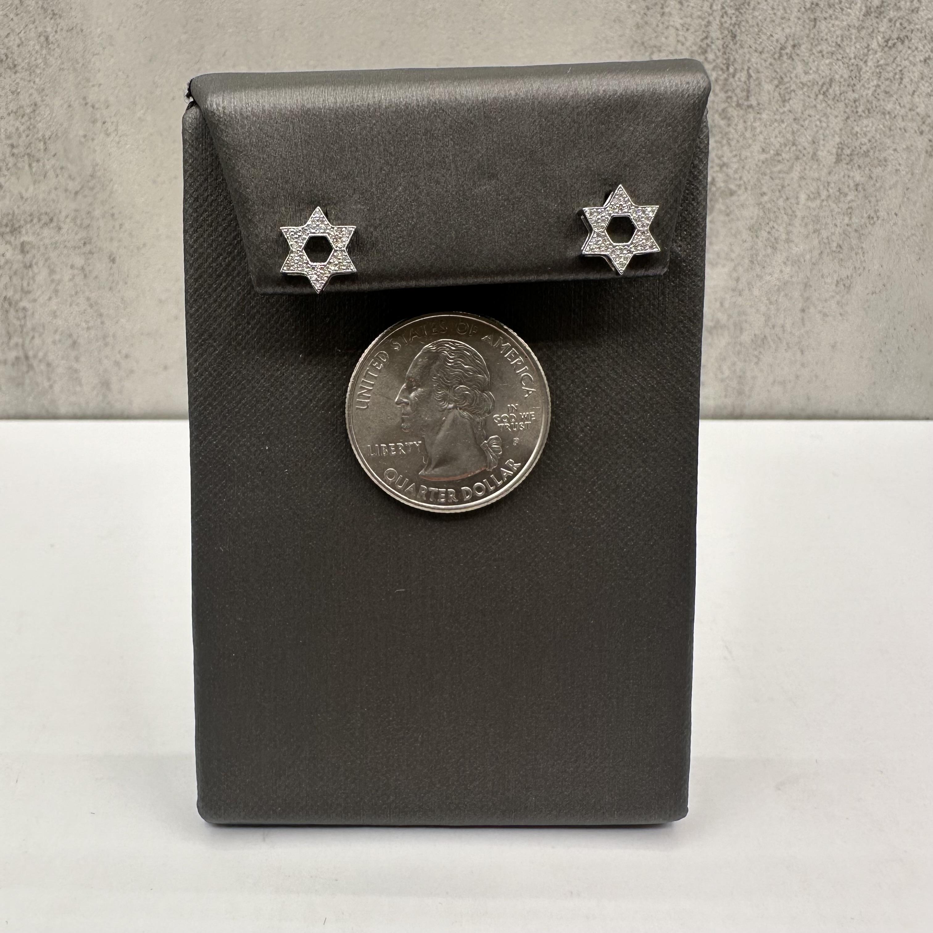 Pave Diamond Star of David Earrings in 14kt White Gold – 0.17ctw HI SI Diamonds