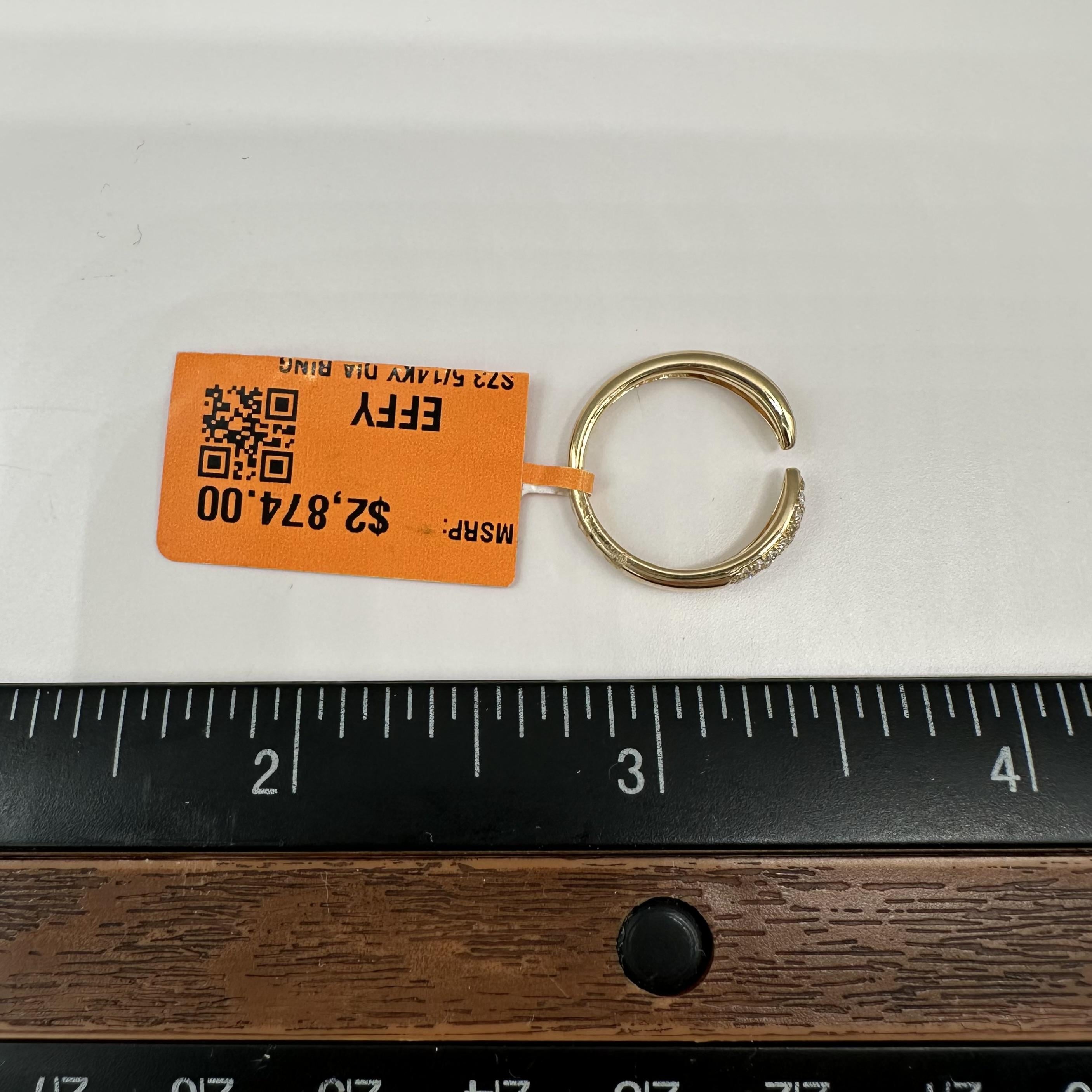 Designer Effy Diamond Open Claw Ring 14kt Yellow Gold 0.09ctw NWT