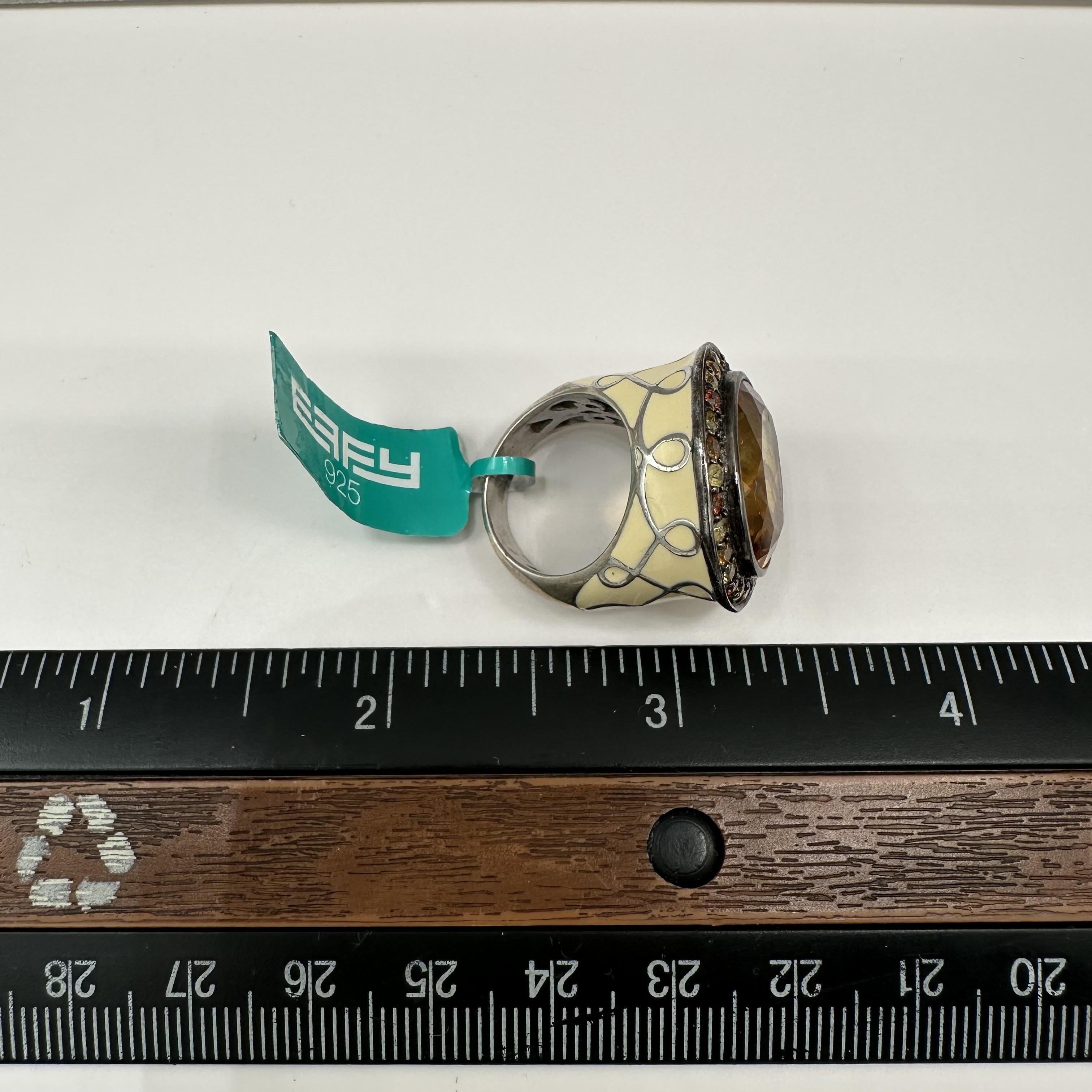 Designer Effy Citrine Multicolor Gemstone Ring Sterling Silver NWT