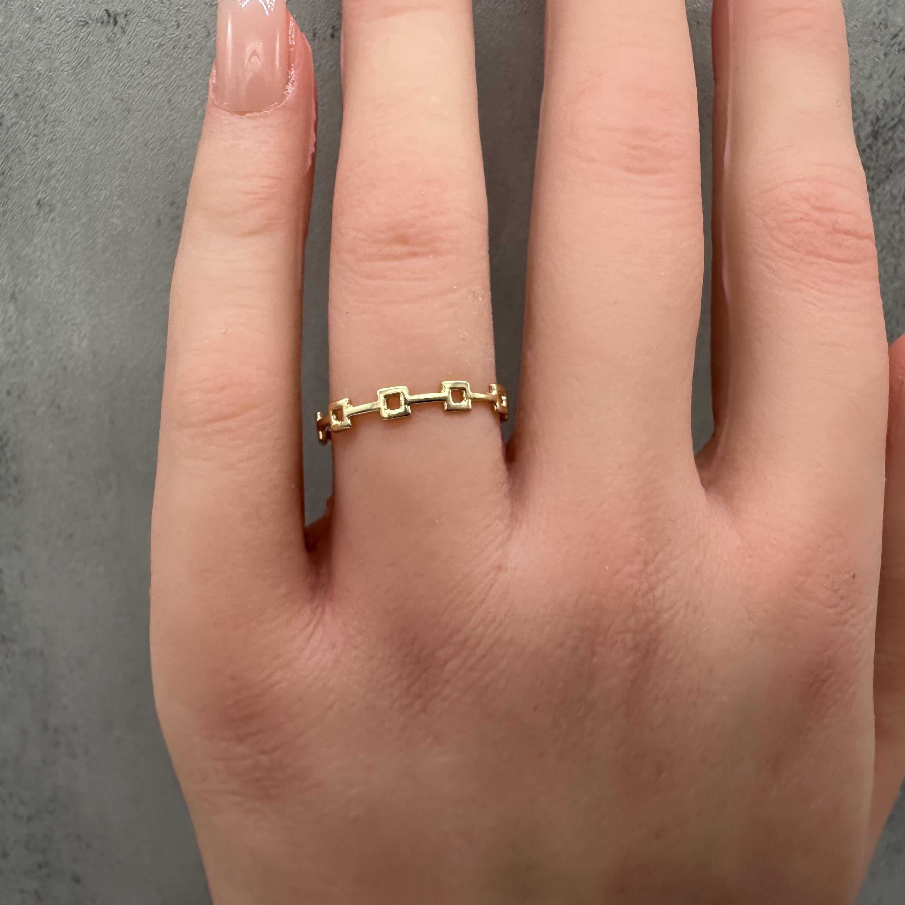 Estate Gold Link Band Ring 14kt Yellow Gold Size 7