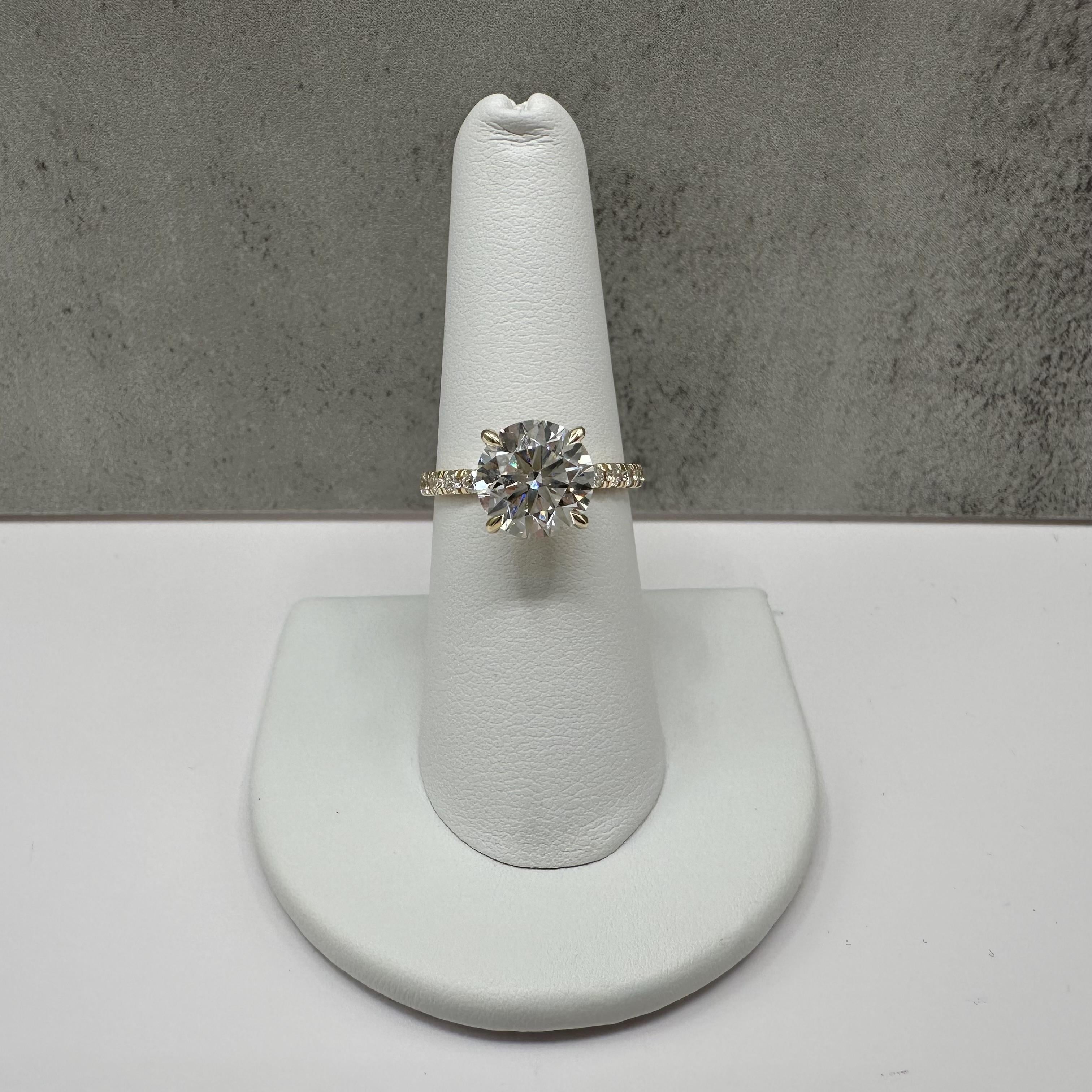 3.44ctw Lab Diamond Hidden Halo Engagement Ring 14kt Gold IGI E VS1