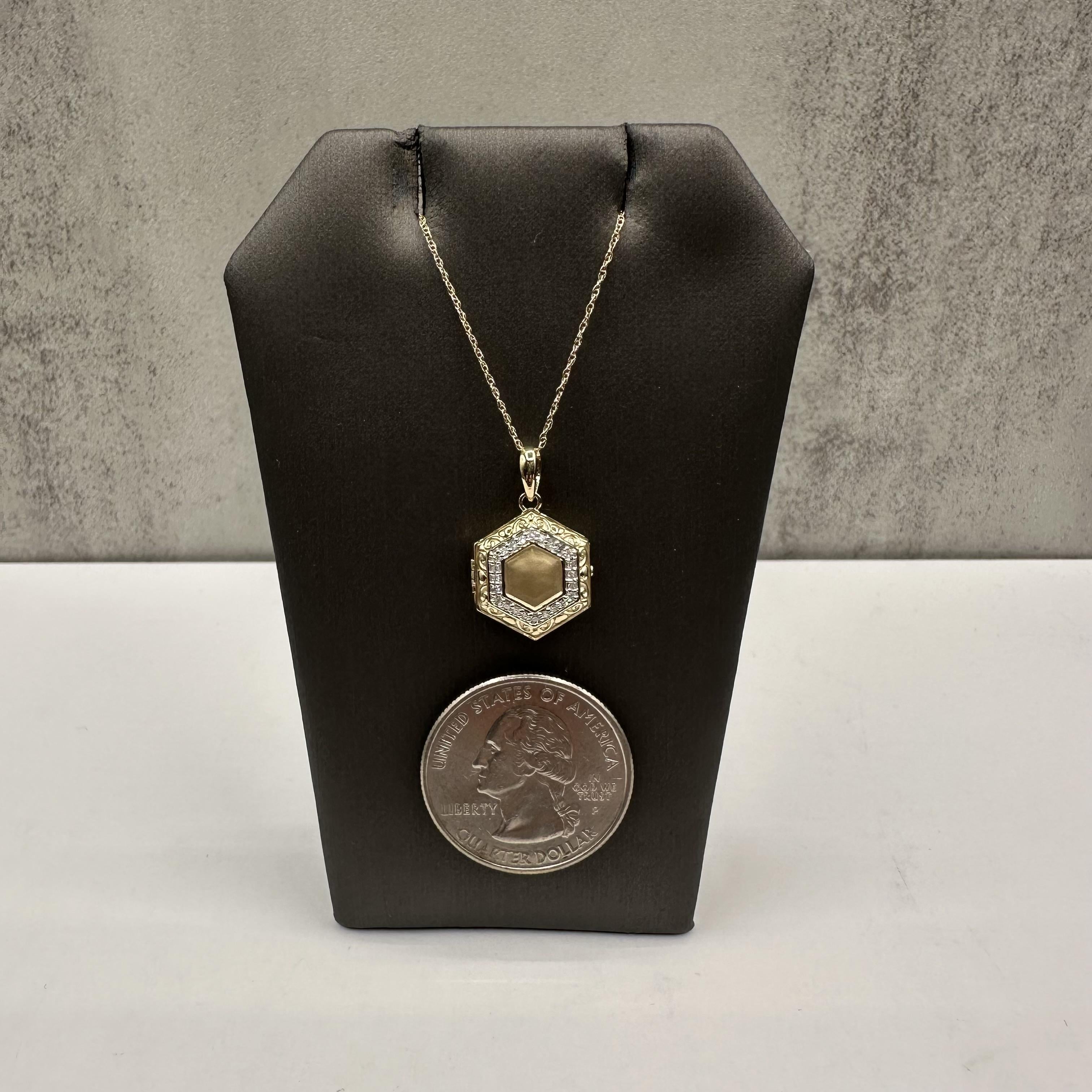 Diamond Locket in 10kt Yellow Gold – 0.10ctw GH SI2-I1 Diamonds, Matte Finish