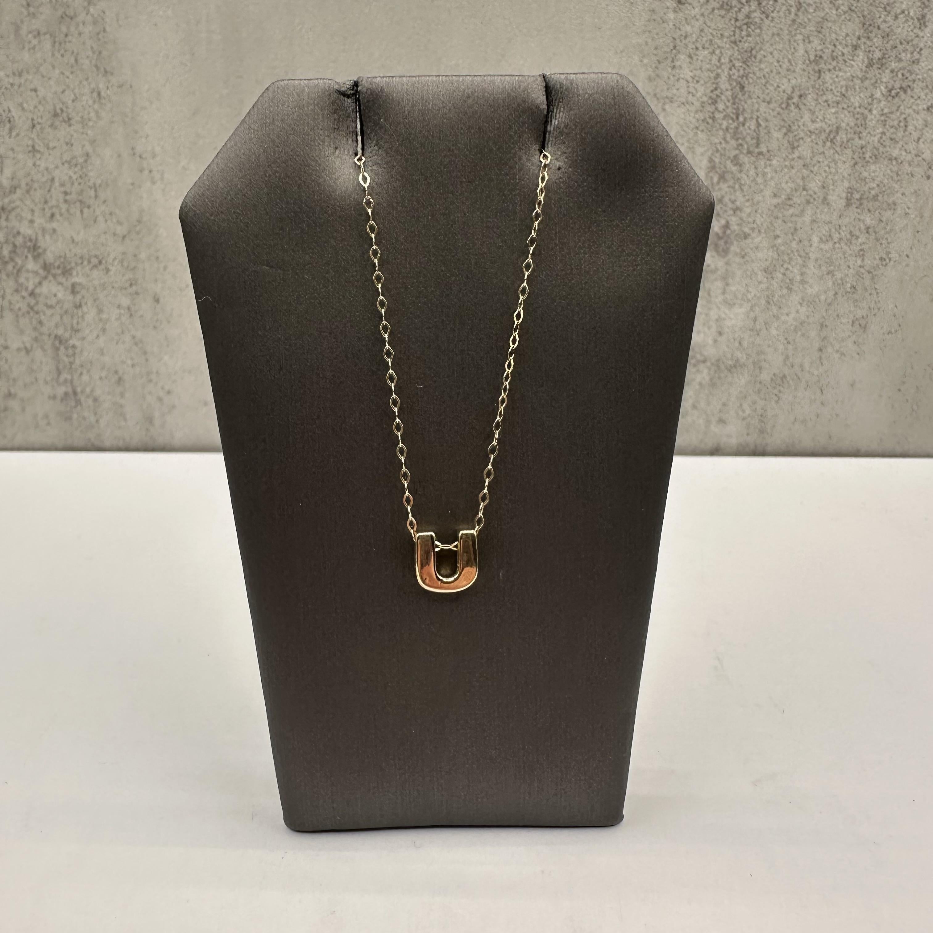 Initial U Necklace 10K Yellow Gold 18in 1.3g