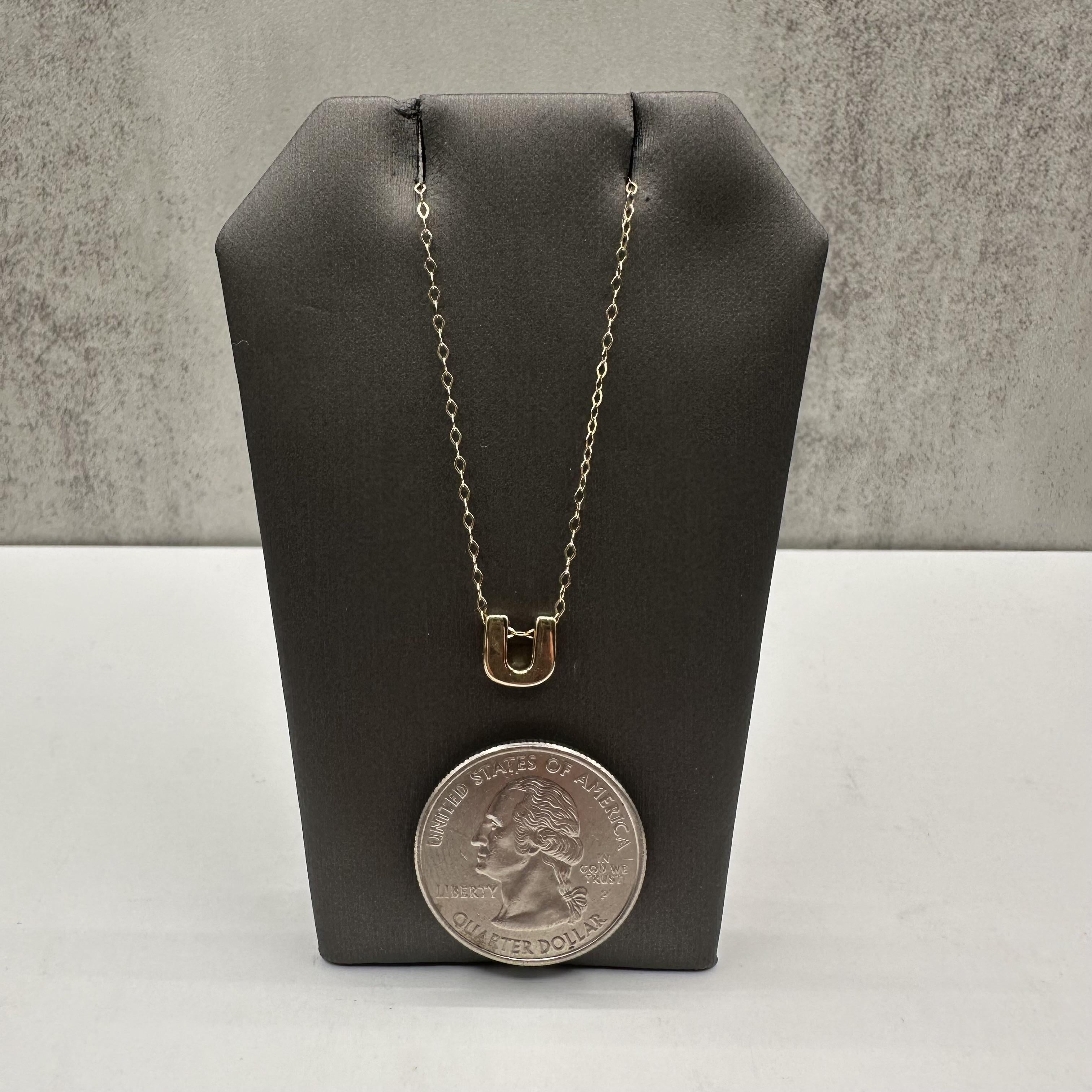 Initial U Necklace 10K Yellow Gold 18in 1.3g