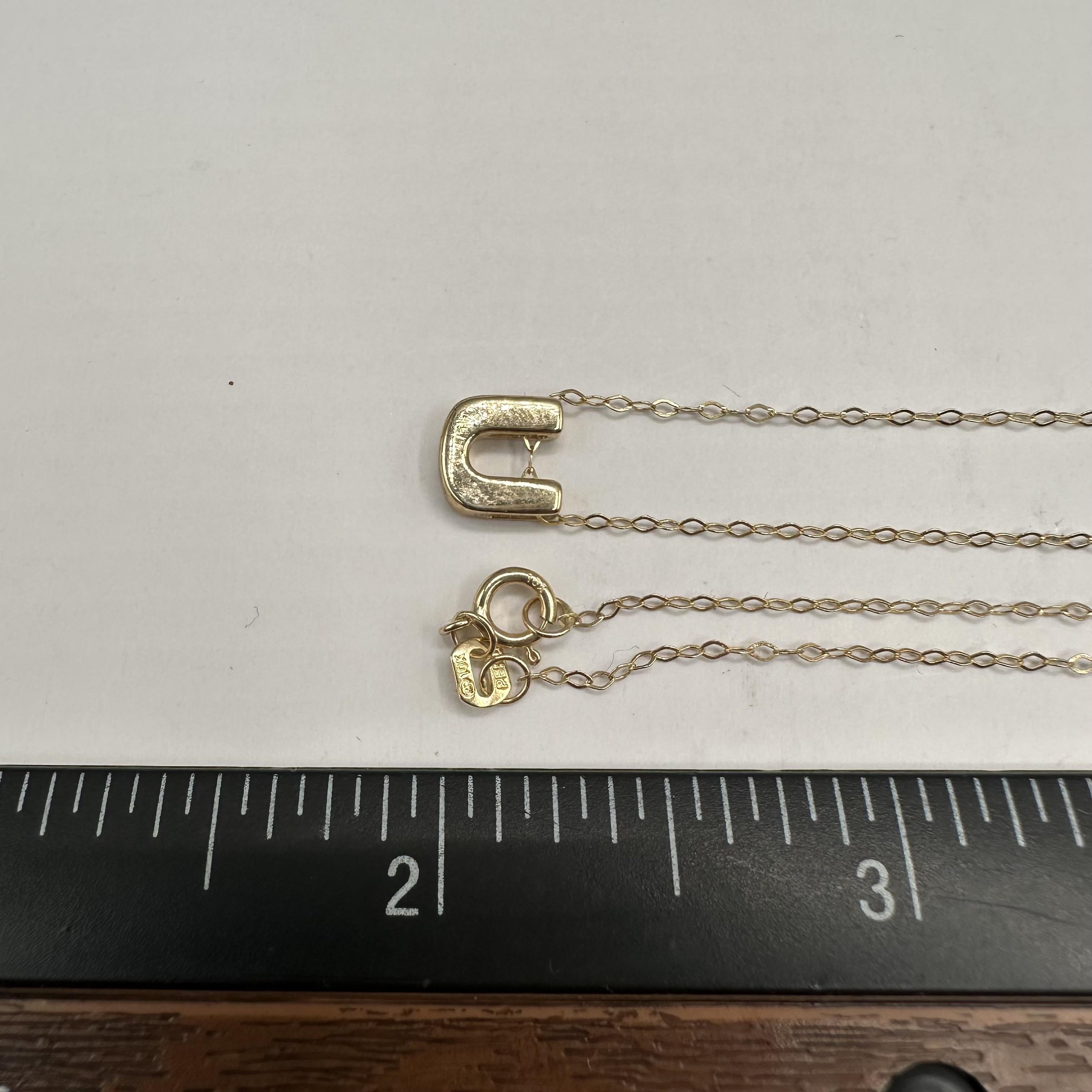 Initial U Necklace 10K Yellow Gold 18in 1.3g