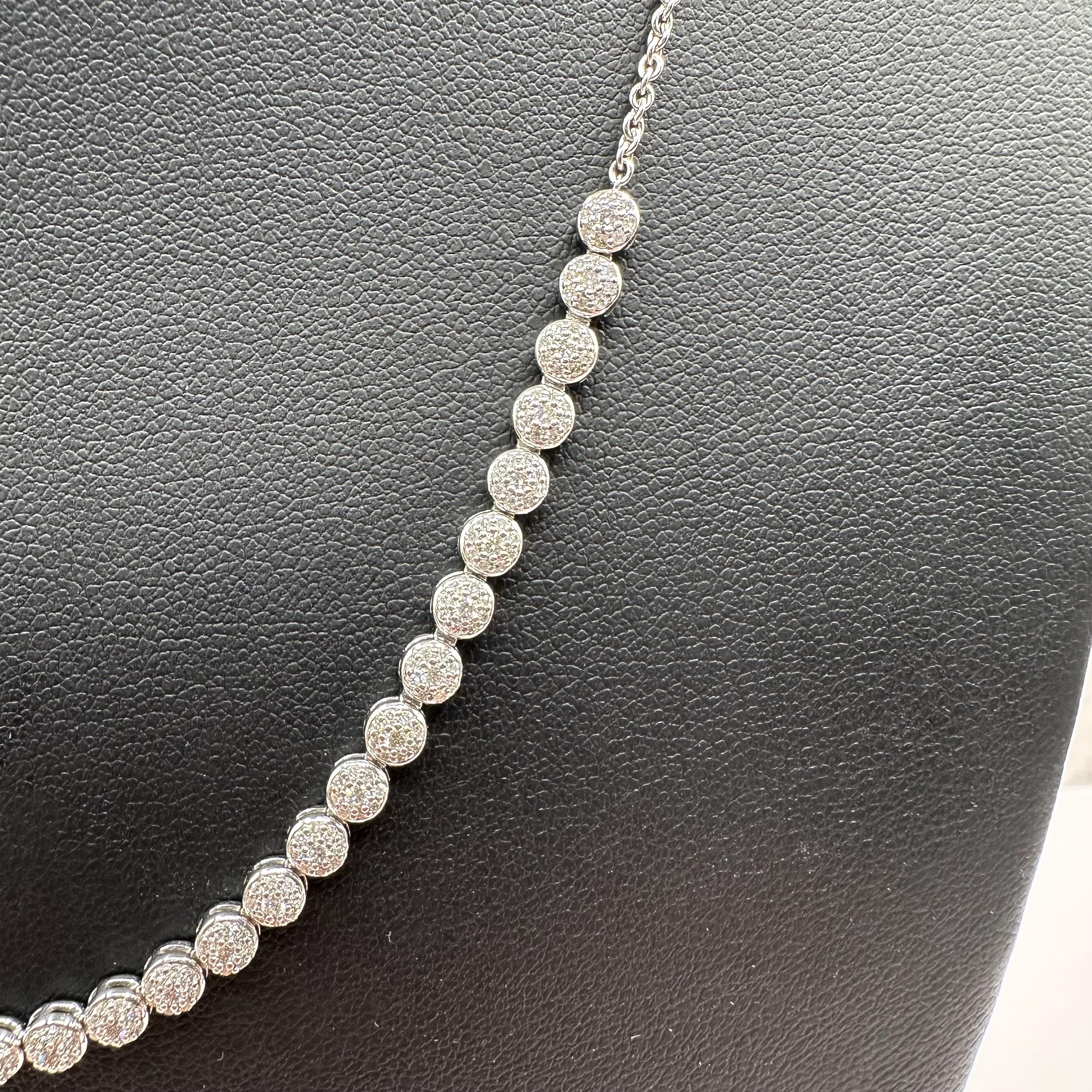 Natural Diamond Cluster Necklace 10K White Gold 1ctw 16 to 17in New