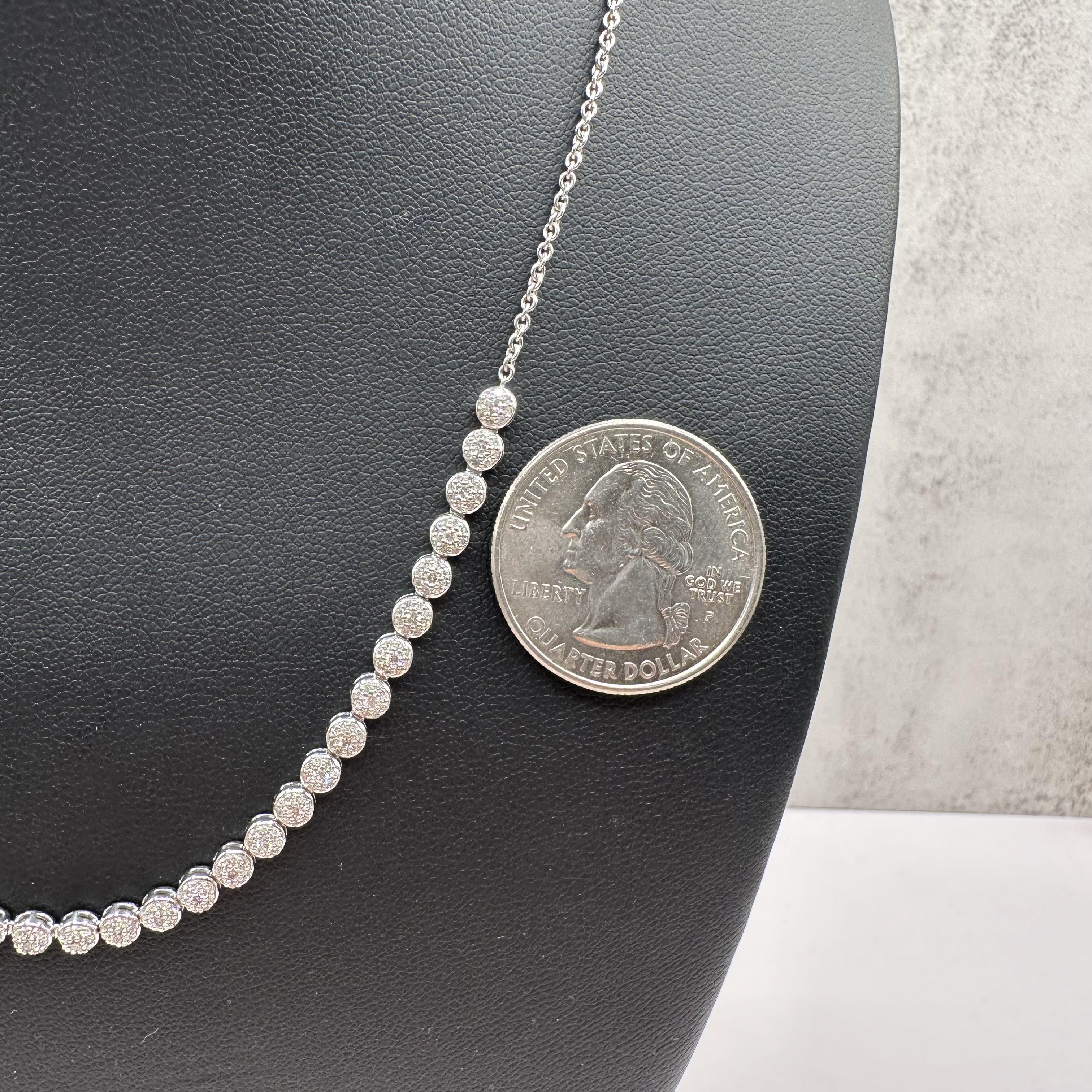 Natural Diamond Cluster Necklace 10K White Gold 1ctw 16 to 17in New