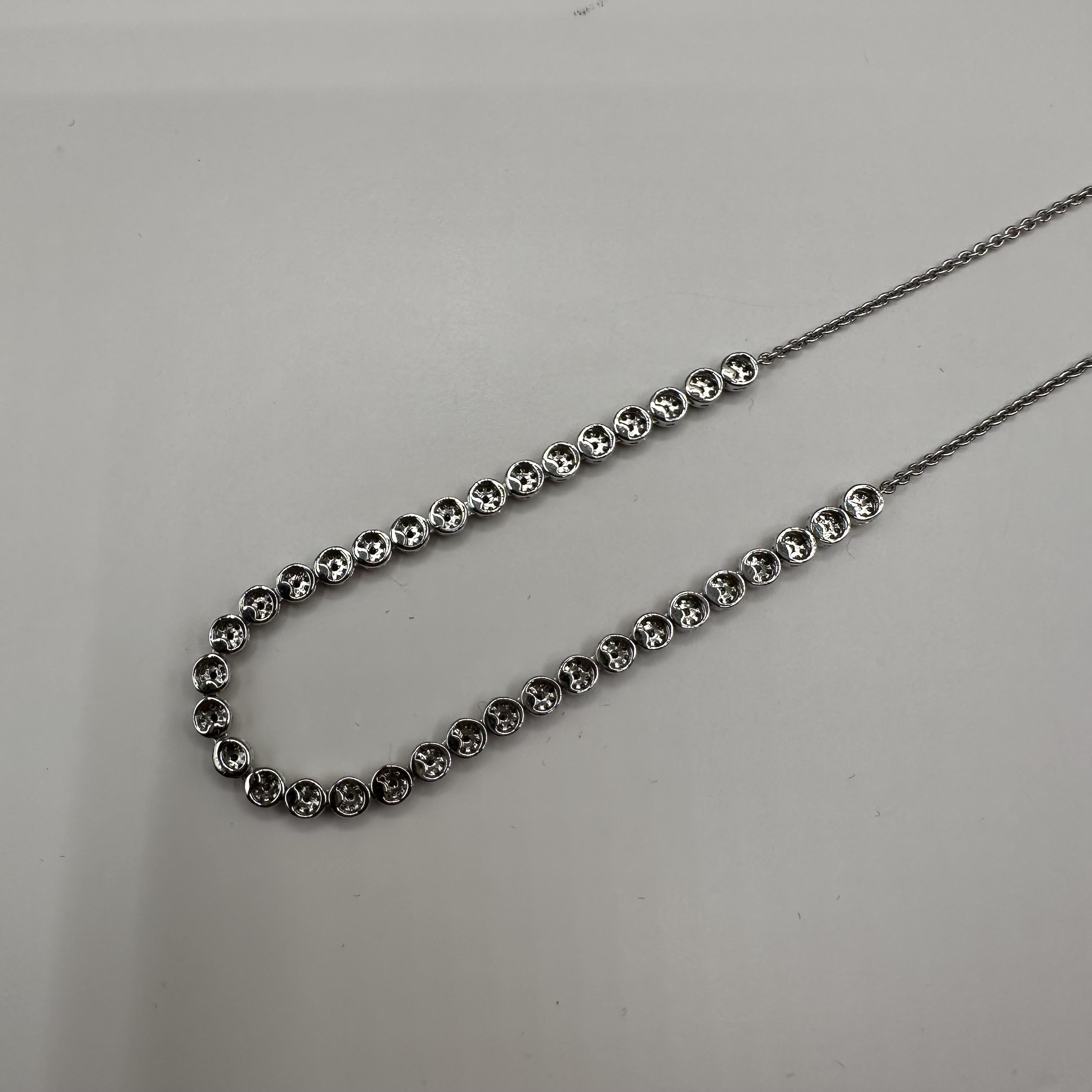 Natural Diamond Cluster Necklace 10K White Gold 1ctw 16 to 17in New