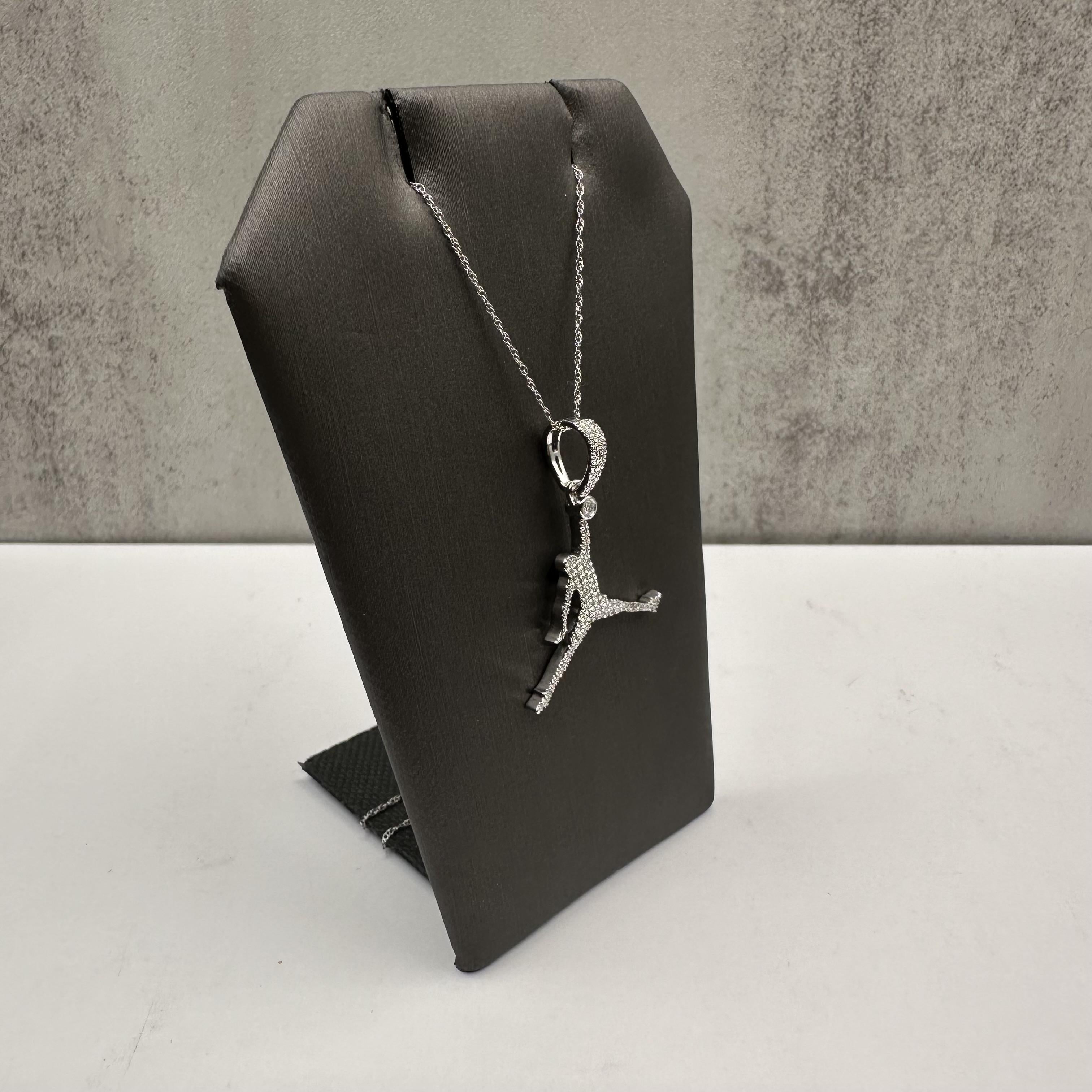 Diamond Basketball Necklace 10K White Gold 0.16ctw Diamonds 18in