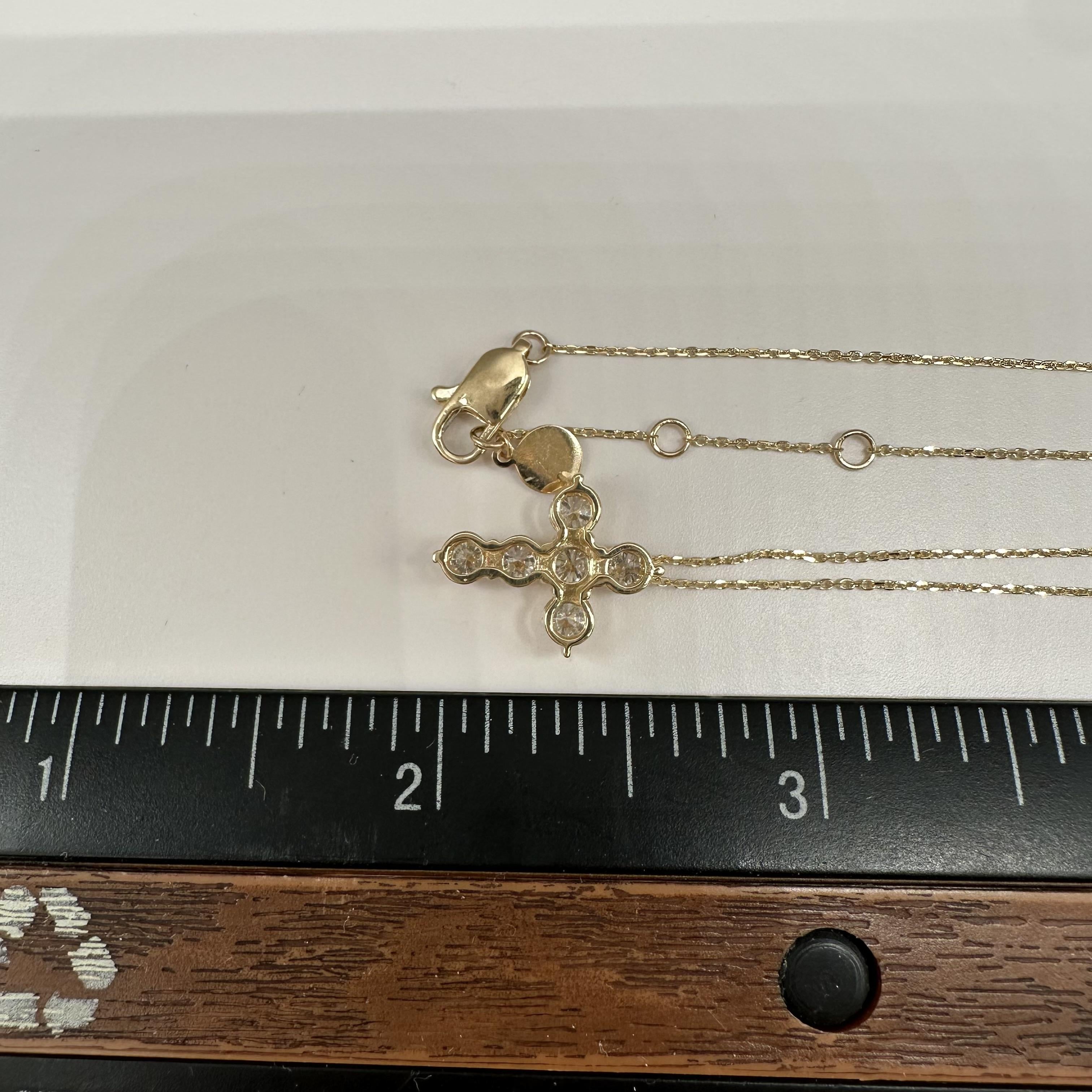 Natural Diamond Cross Necklace 14kt Yellow Gold 1.10ctw GH SI I1 New