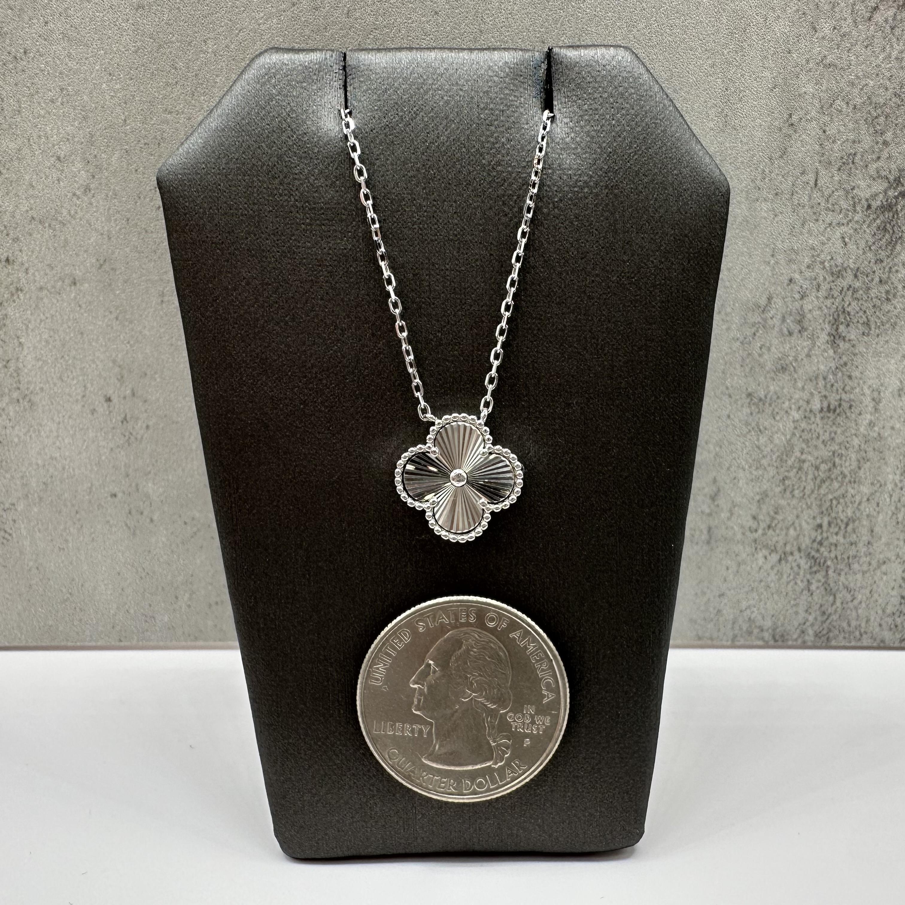 Clover Style Necklace Sterling Silver Adjustable 16 18in New