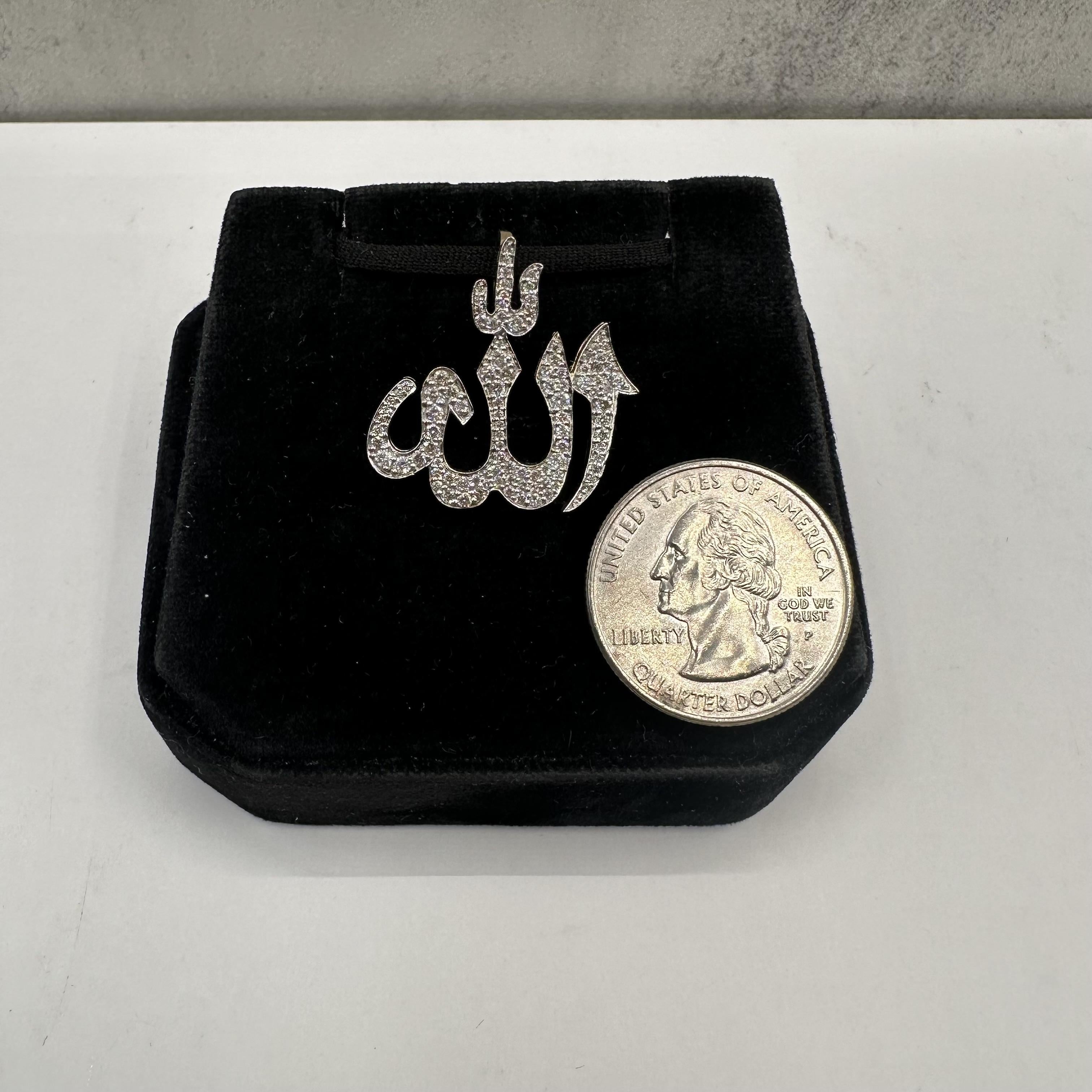 Diamond Allah Pendant in 10kt Yellow Gold – 0.76ctw HI SI2-I1 Diamonds, 4 Grams
