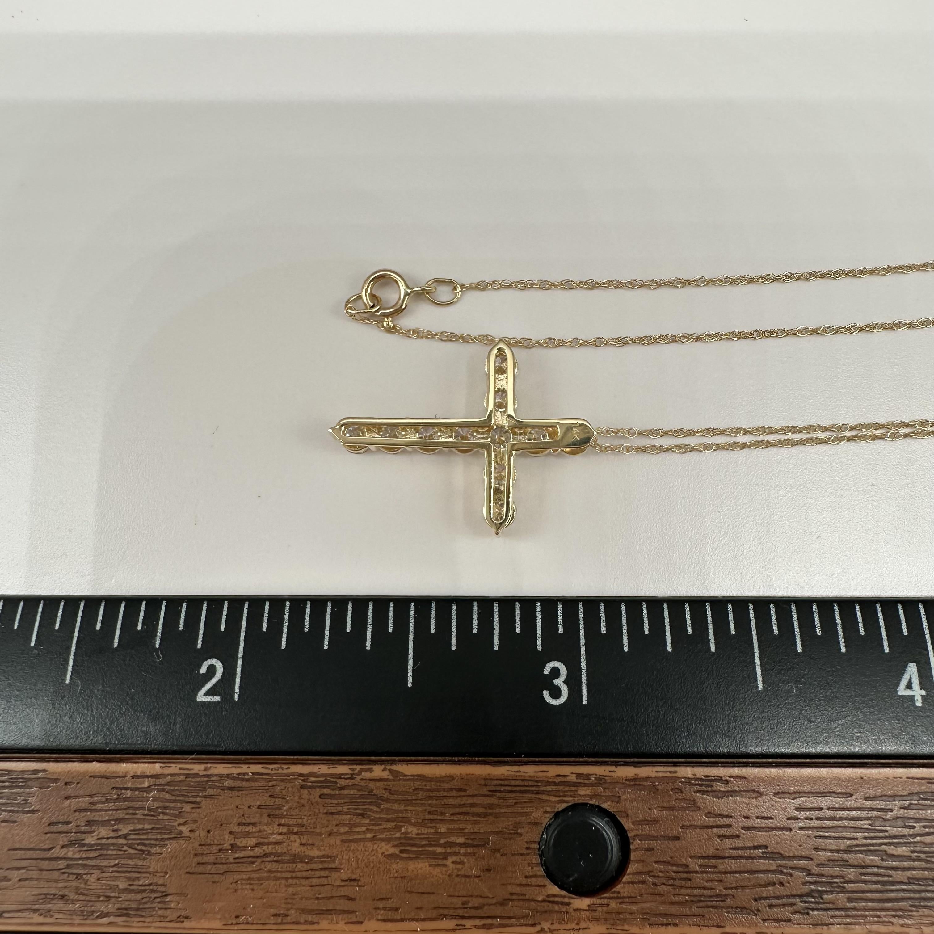 Natural Diamond Cross Necklace 14kt Yellow Gold 0.85ctw GH SI New
