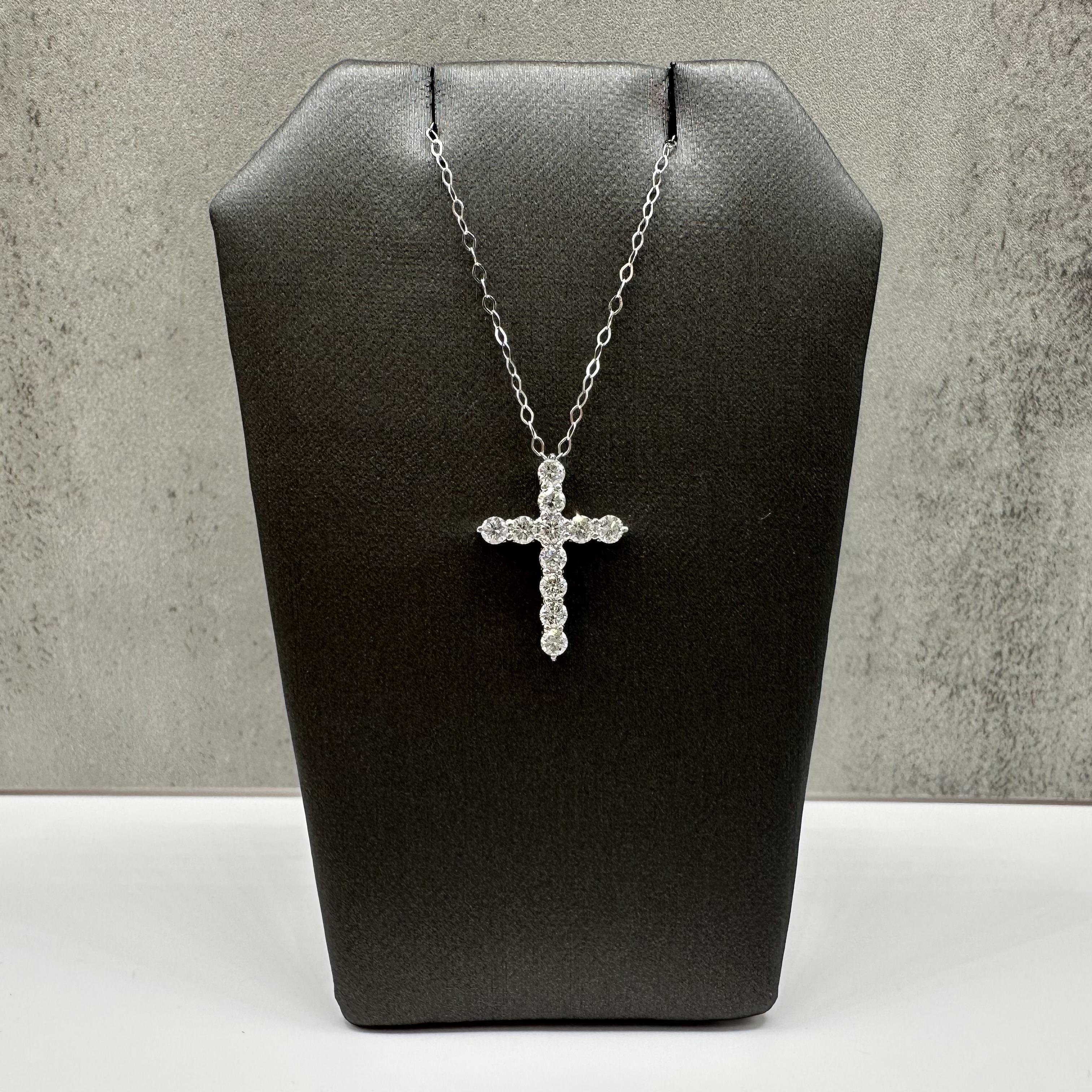 Natural Diamond Cross Necklace 14kt White Gold 0.68ctw GH SI New