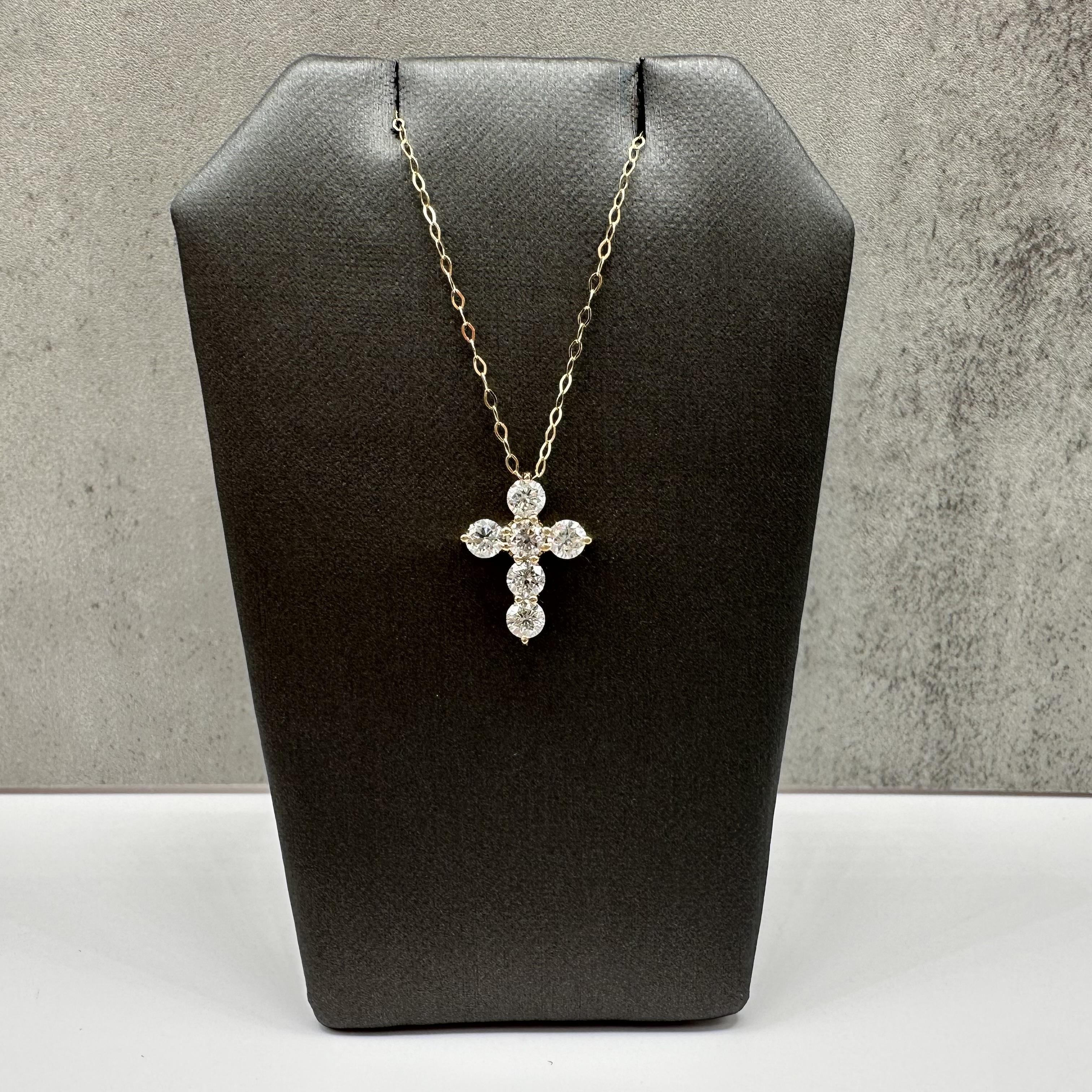 Diamond Cross Necklace 14kt Yellow Gold 1.10ctw GH SI 18in New