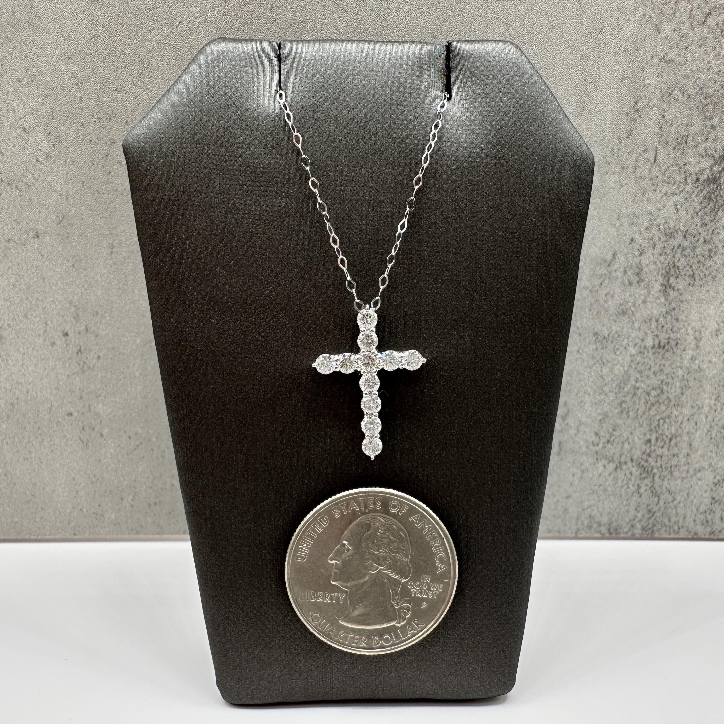 Natural Diamond Cross Necklace 14kt White Gold 0.85ctw GH SI New