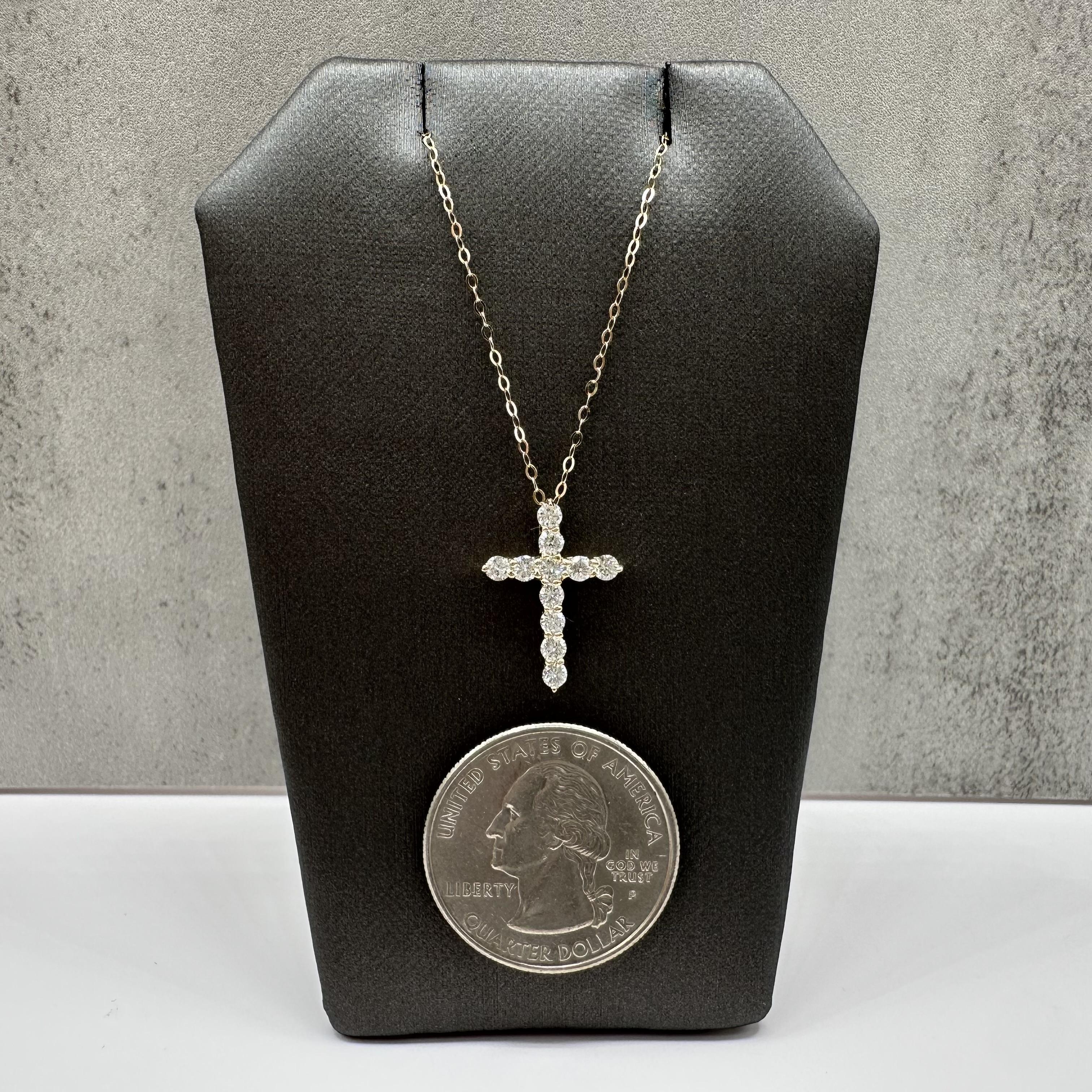 Natural Diamond Cross Necklace 14kt Yellow Gold 0.50ctw GH SI New