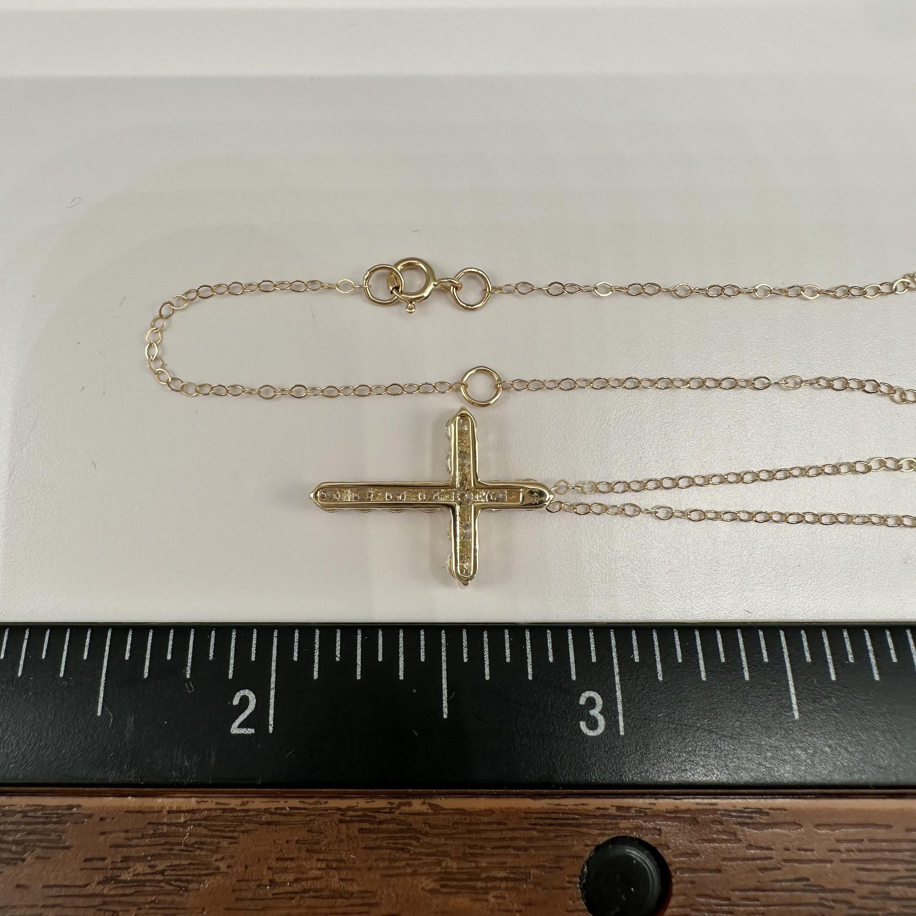 Natural Diamond Cross Necklace 14kt Yellow Gold 0.68ctw GH SI New