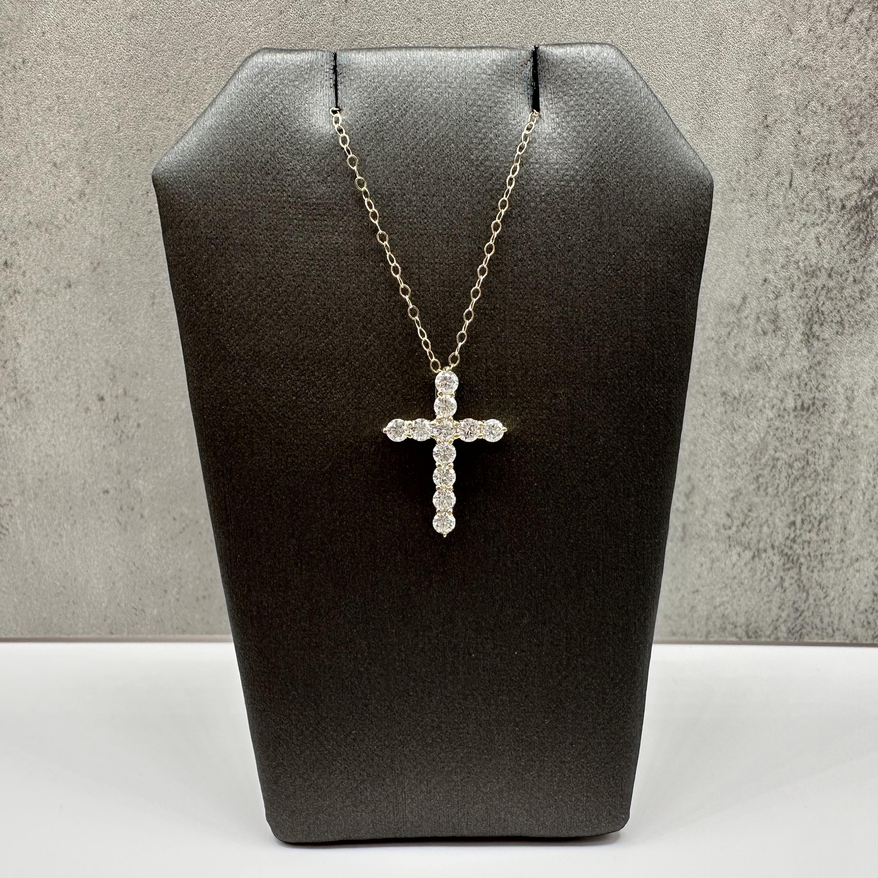 Natural Diamond Cross Necklace 14kt Yellow Gold 0.68ctw GH SI New