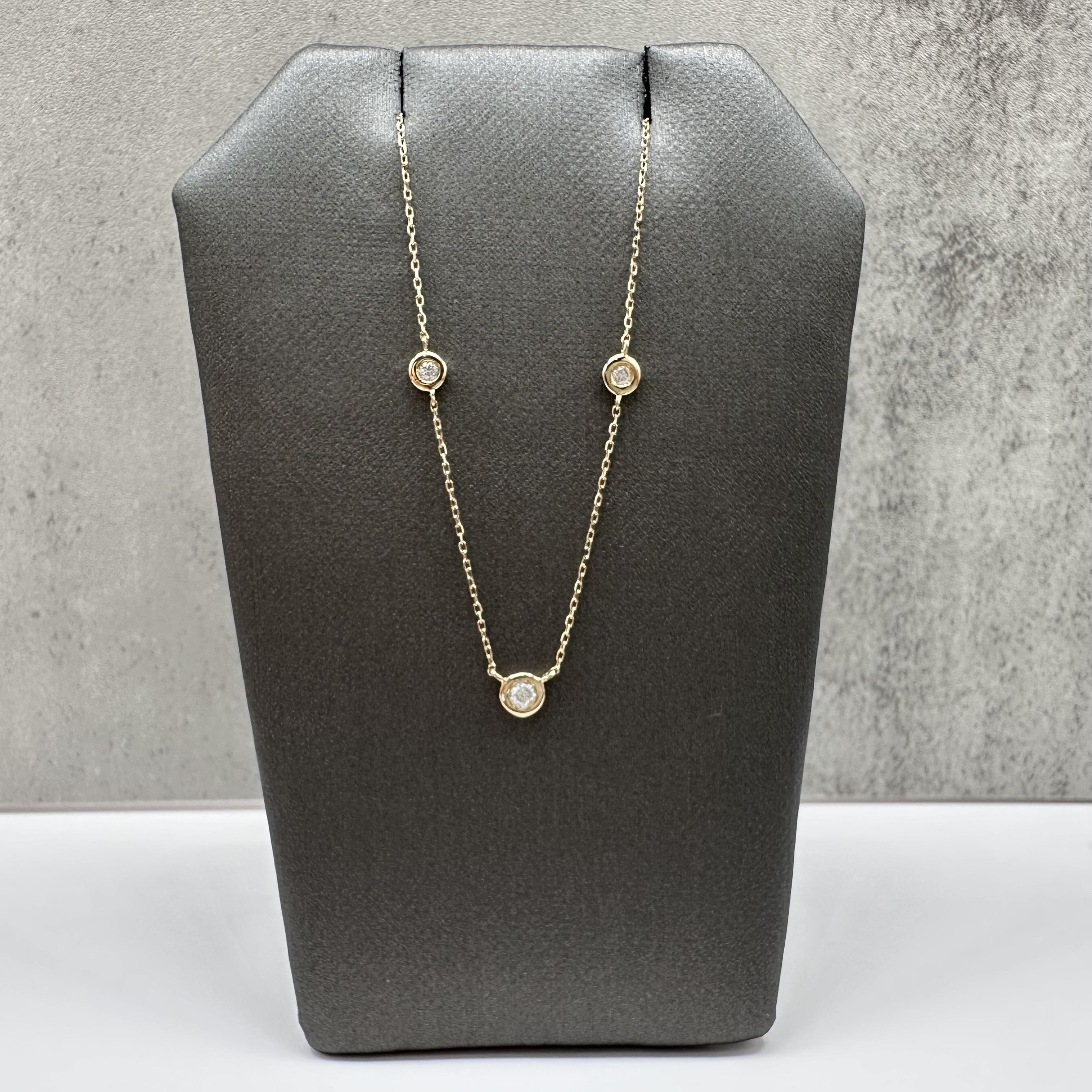 Diamond Necklace 14kt Yellow Gold 0.10ctw GH I1 Adjustable New