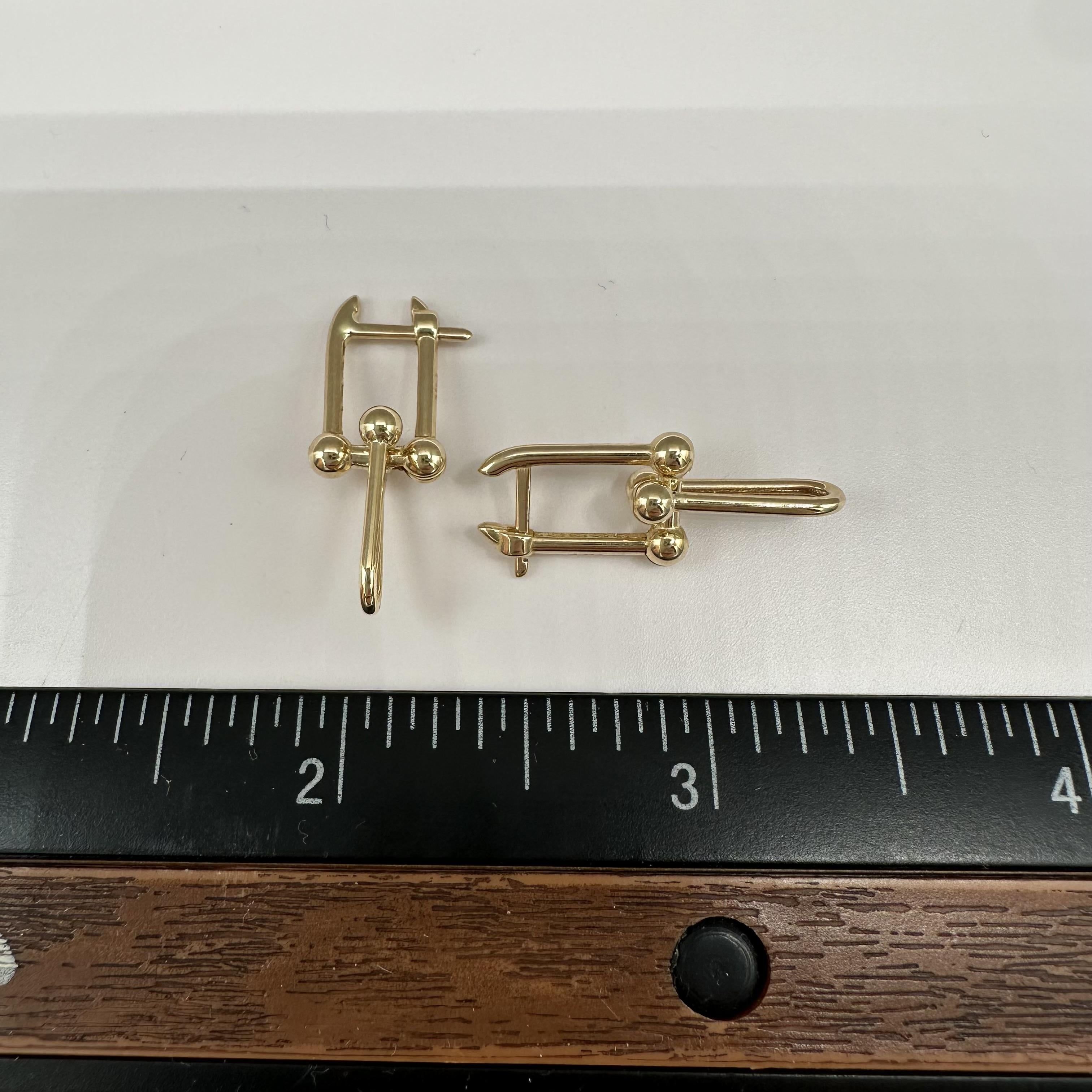 Horseshoe Link Earrings 14kt Yellow Gold 25.2mm Hollow New