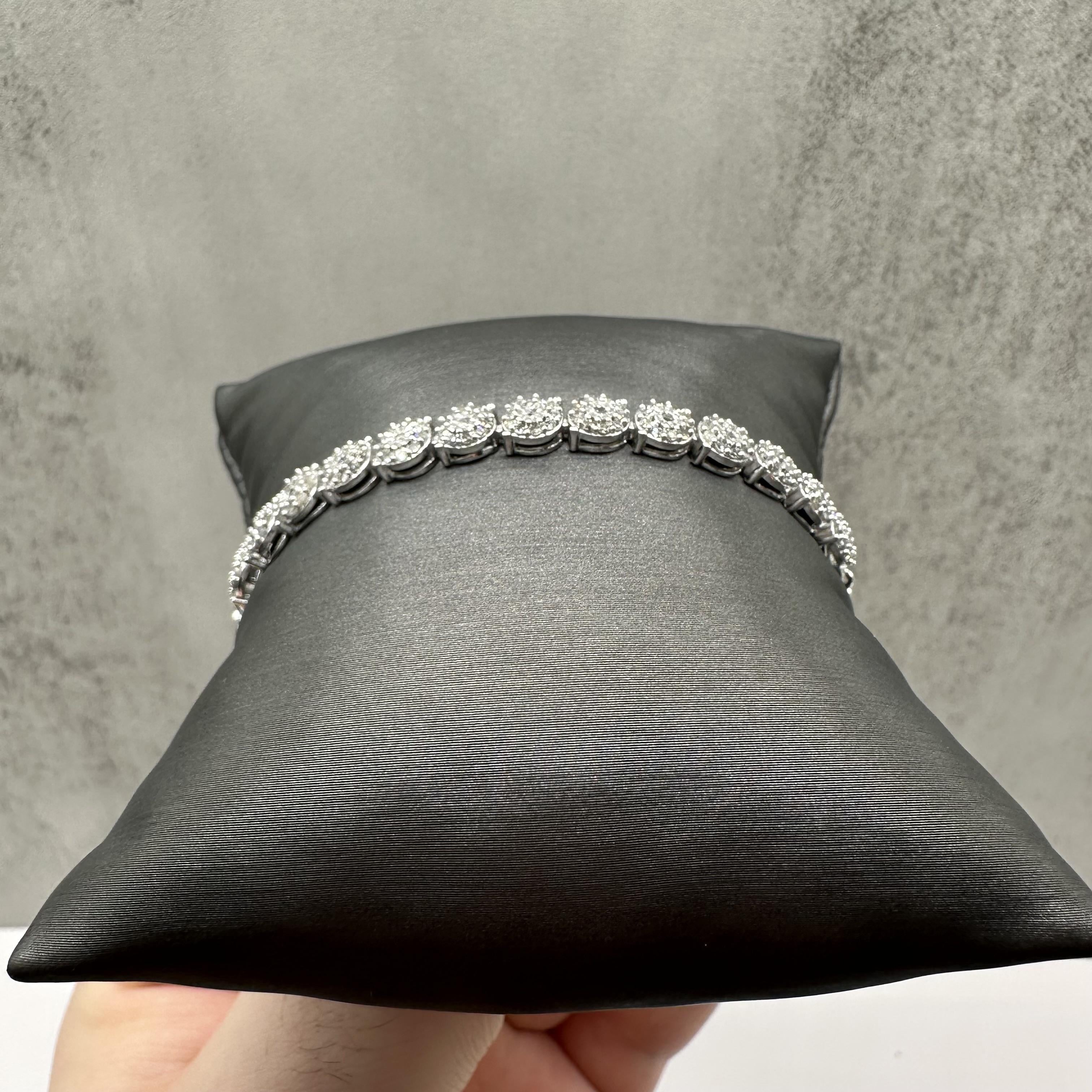 Diamond Cluster Bola Bracelet Sterling Silver 1ctw Adjustable New