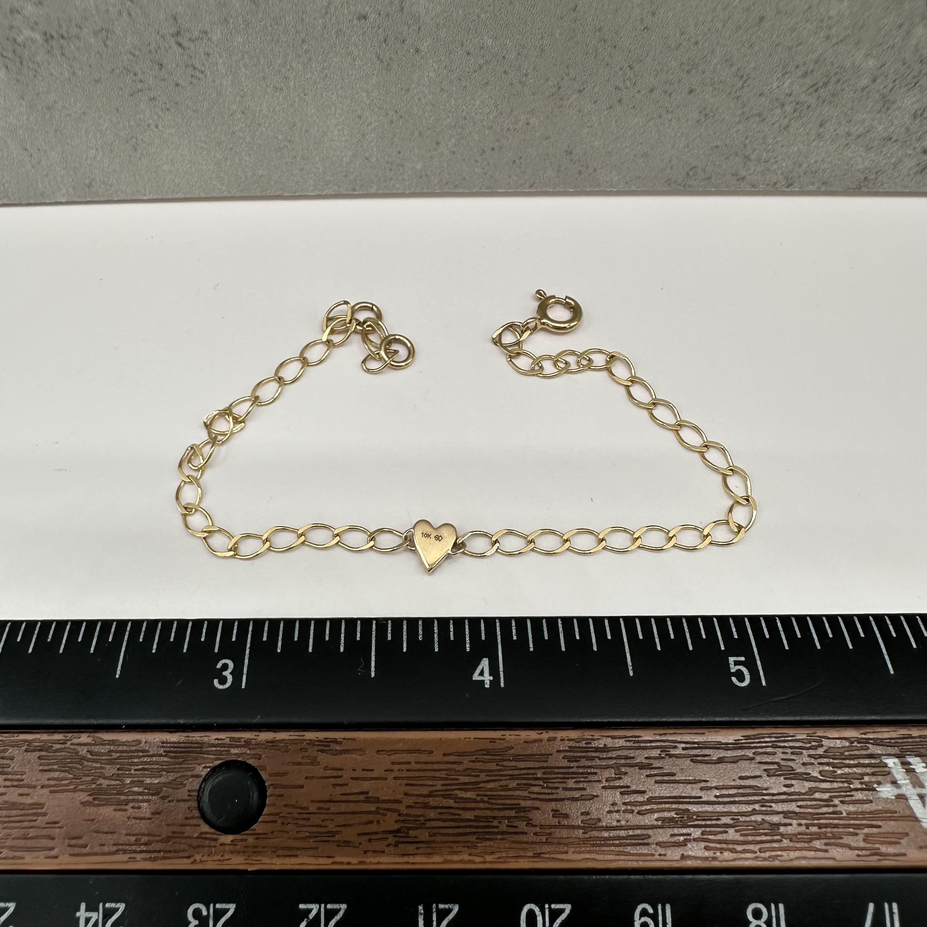 Diamond Heart Link Bracelet 10kt Yellow Gold 0.06ctw 7in New