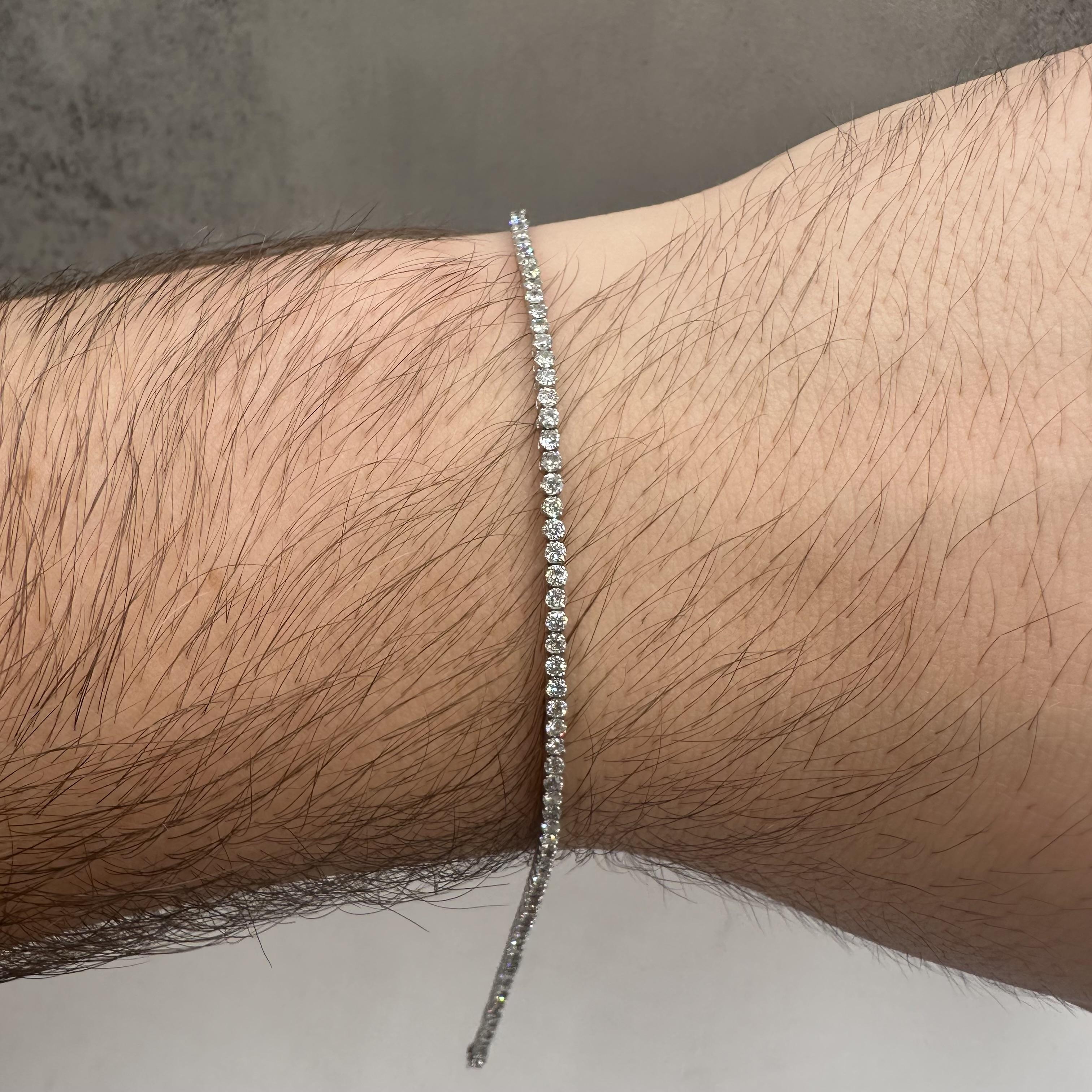 Estate Diamond Tennis Bracelet in 14kt White Gold – 2.10ctw Diamonds, 7" Length