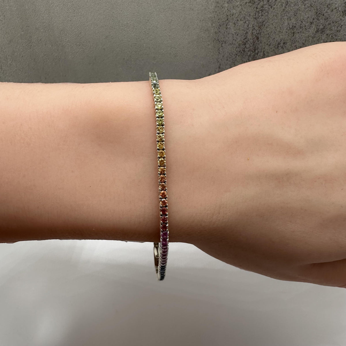 Rainbow Sapphire Tennis Bracelet Sterling Silver 3.60ct 7.5in New