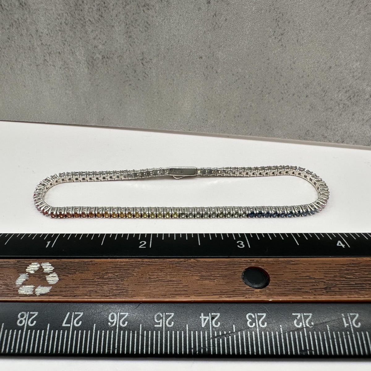 Rainbow Sapphire Tennis Bracelet Sterling Silver 3.60ct 7.5in New